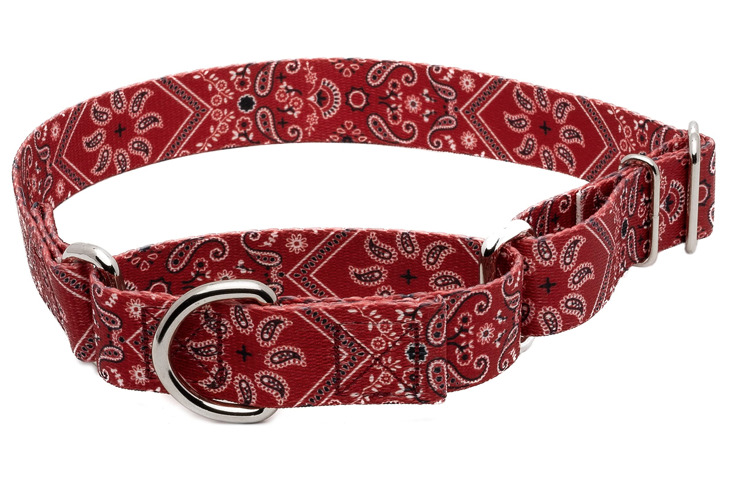 Country Brook Petz - Red Bandana Martingale Dog Collar - Country And Western Collection Featuring Rustic Designs (5/8 Inch, Smal