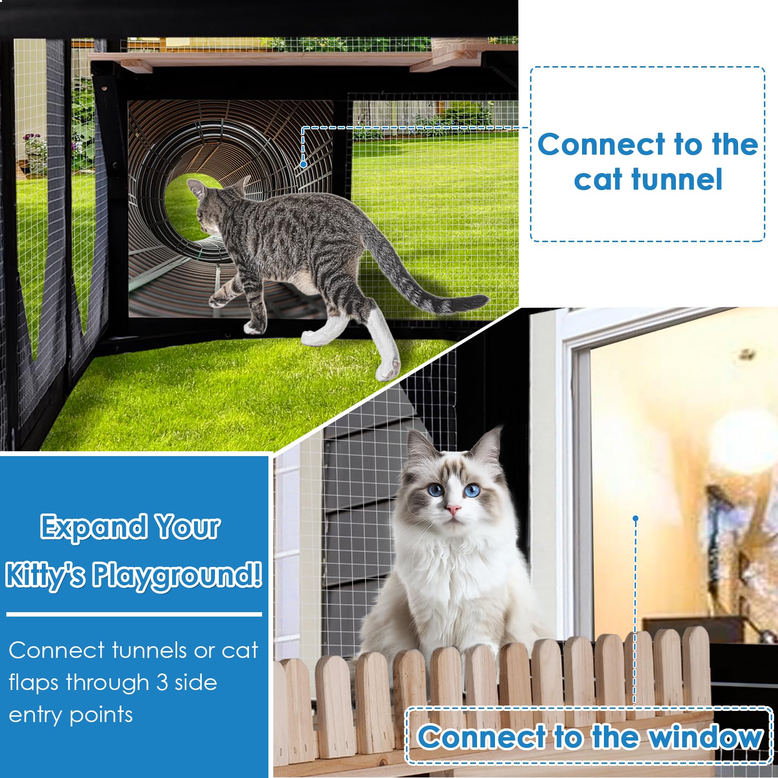 Funxplore Large Catio Outdoor Cat Enclosure Window 73'' H Walk-In Cat House Kitty Cage For Multiple Indoor Outdoor Cats Outside