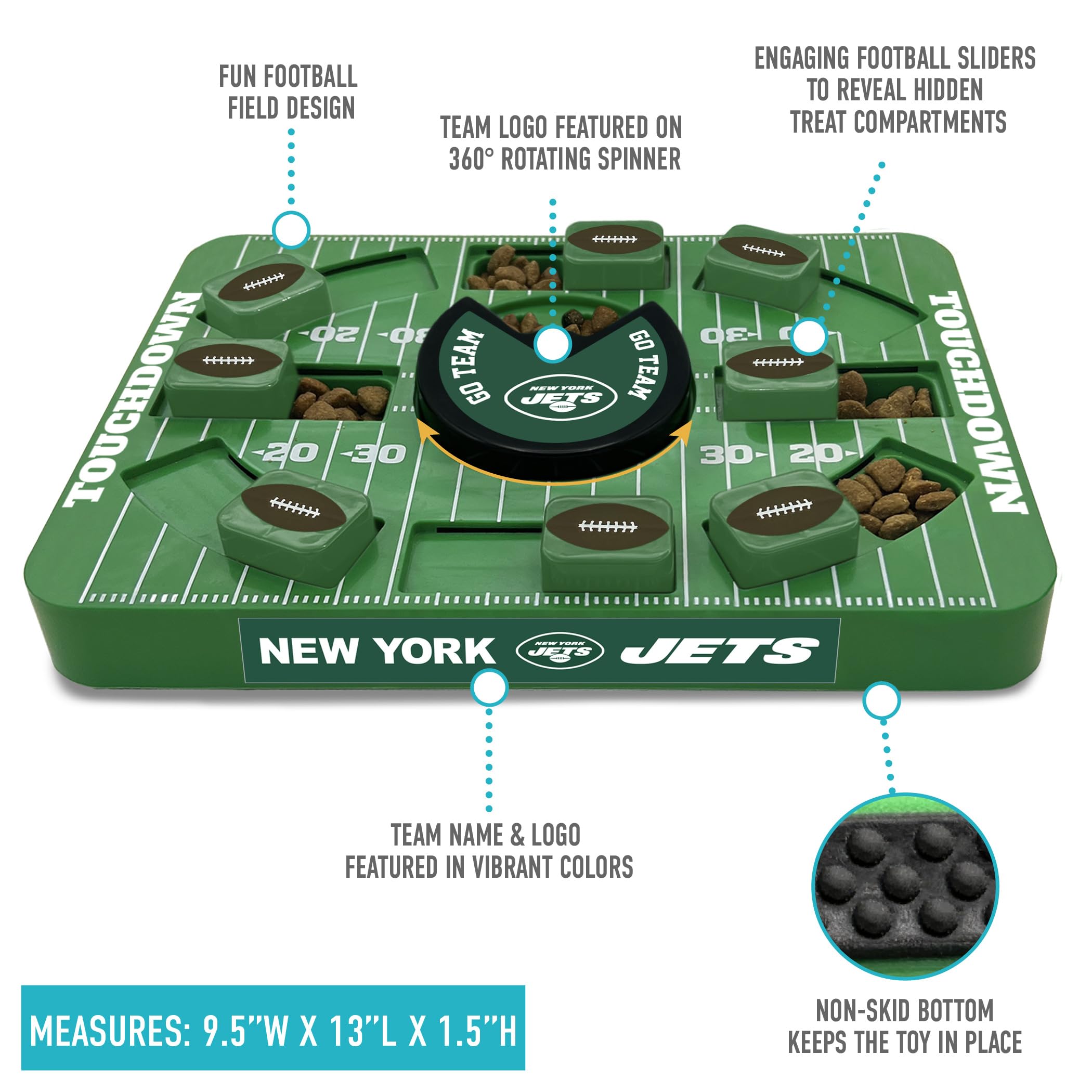 Pets First Nfl New York Jets Large Puzzle Toy, Dog Puzzle Treat Toy, New Large Size, Interactive Dog Treat Toy, Dog Slow Feeding