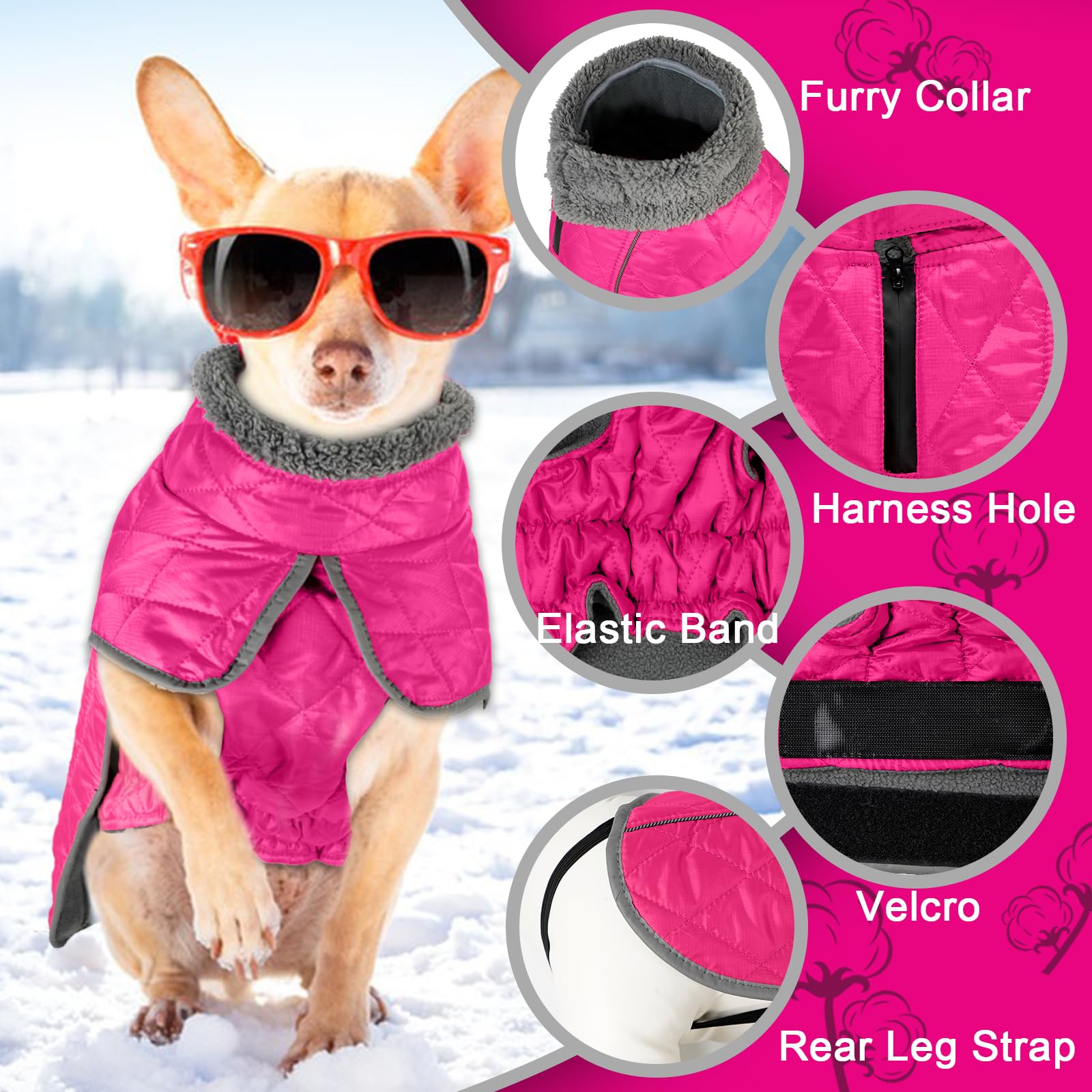 Fragralley Winter Coat, Waterproof & Windproof, Reflective, Fleece Jacket For Dogs: Small - Large