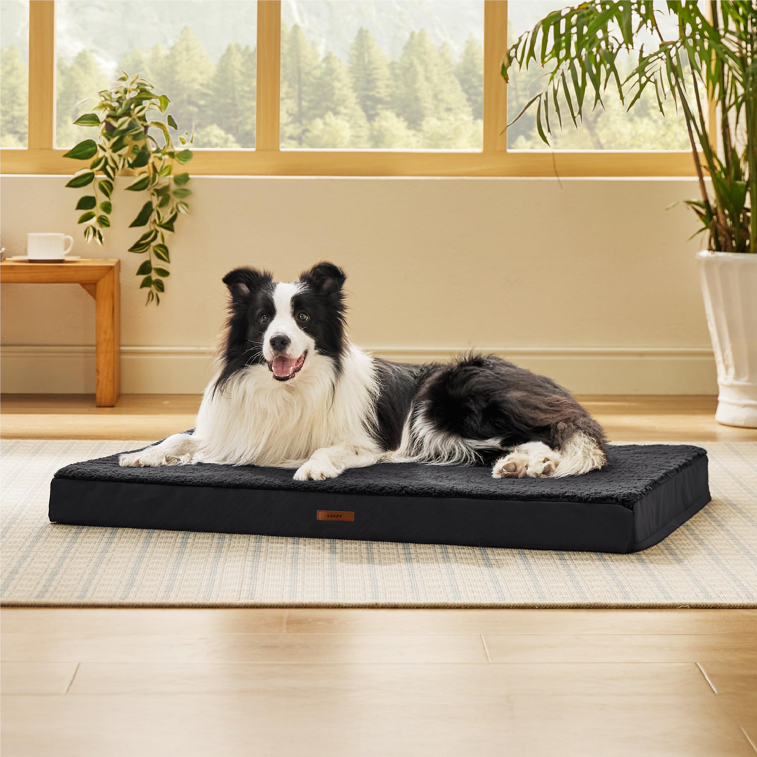 Lesure Dog Bed Cover Large Washable Replacement Cover For Orthopedic Pet Mat 36X27X3 Inches, Black