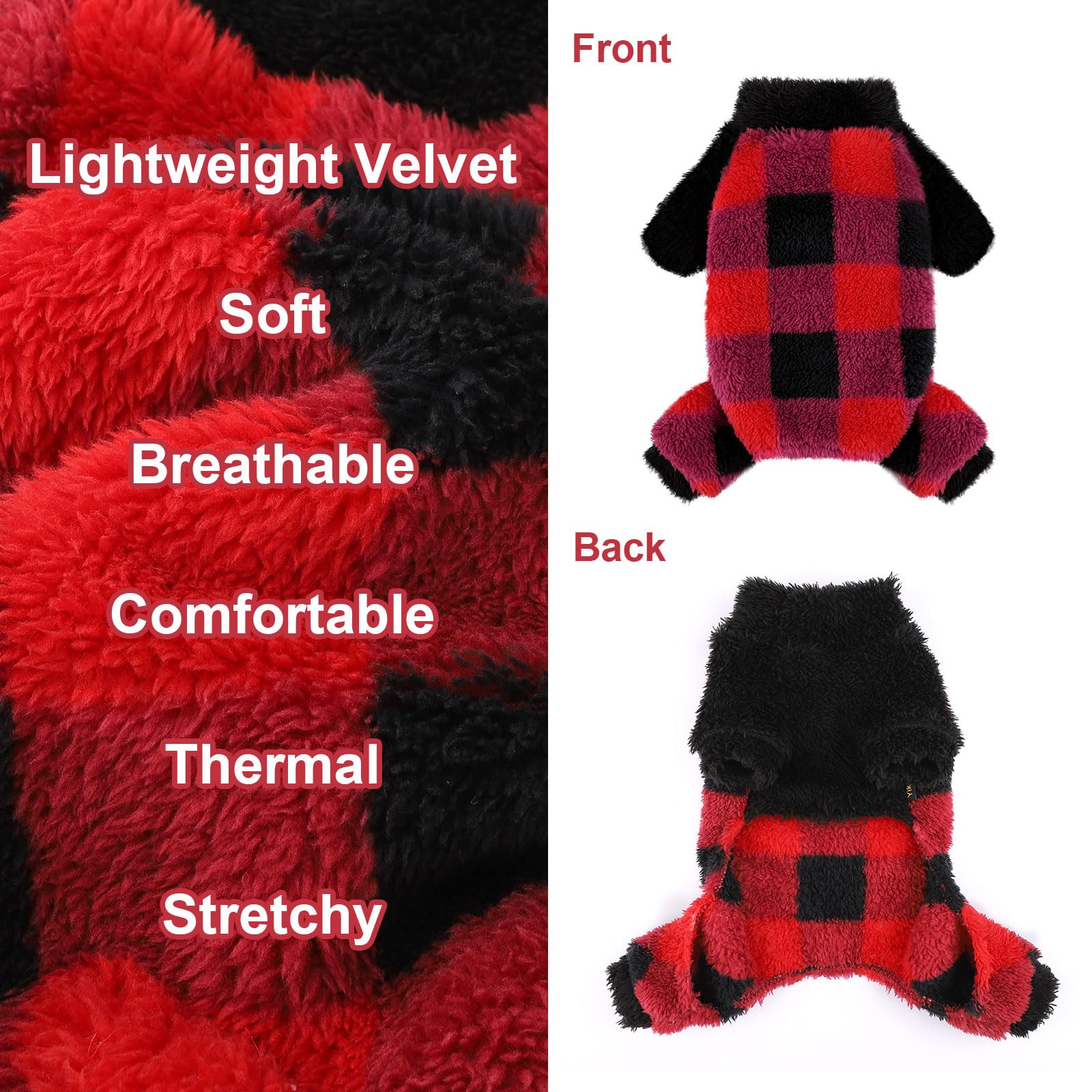 Dog Pajamas PJs Clothes for Small Dogs Girl Boy Warm Spring Fall Winter Onesie Xmas Sweaters Fleece Puppy Jumpsuits 4 Legged Out