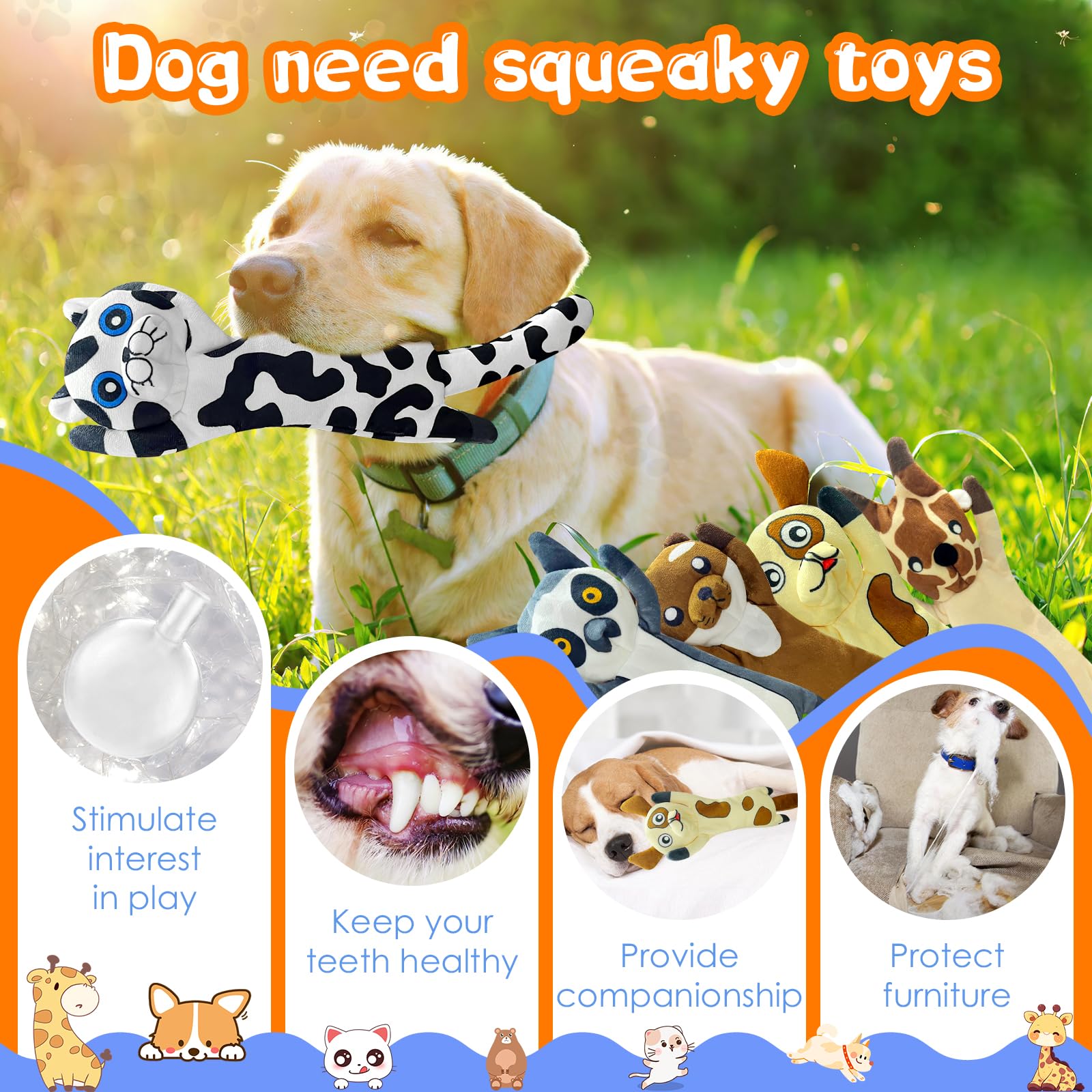 Dog Toys For Aggressive Chewers - 5 Pack Plush Crinkle No Stuffing Dogs Chew Toys For Small, Medium, Large And Puppy Teething Ch