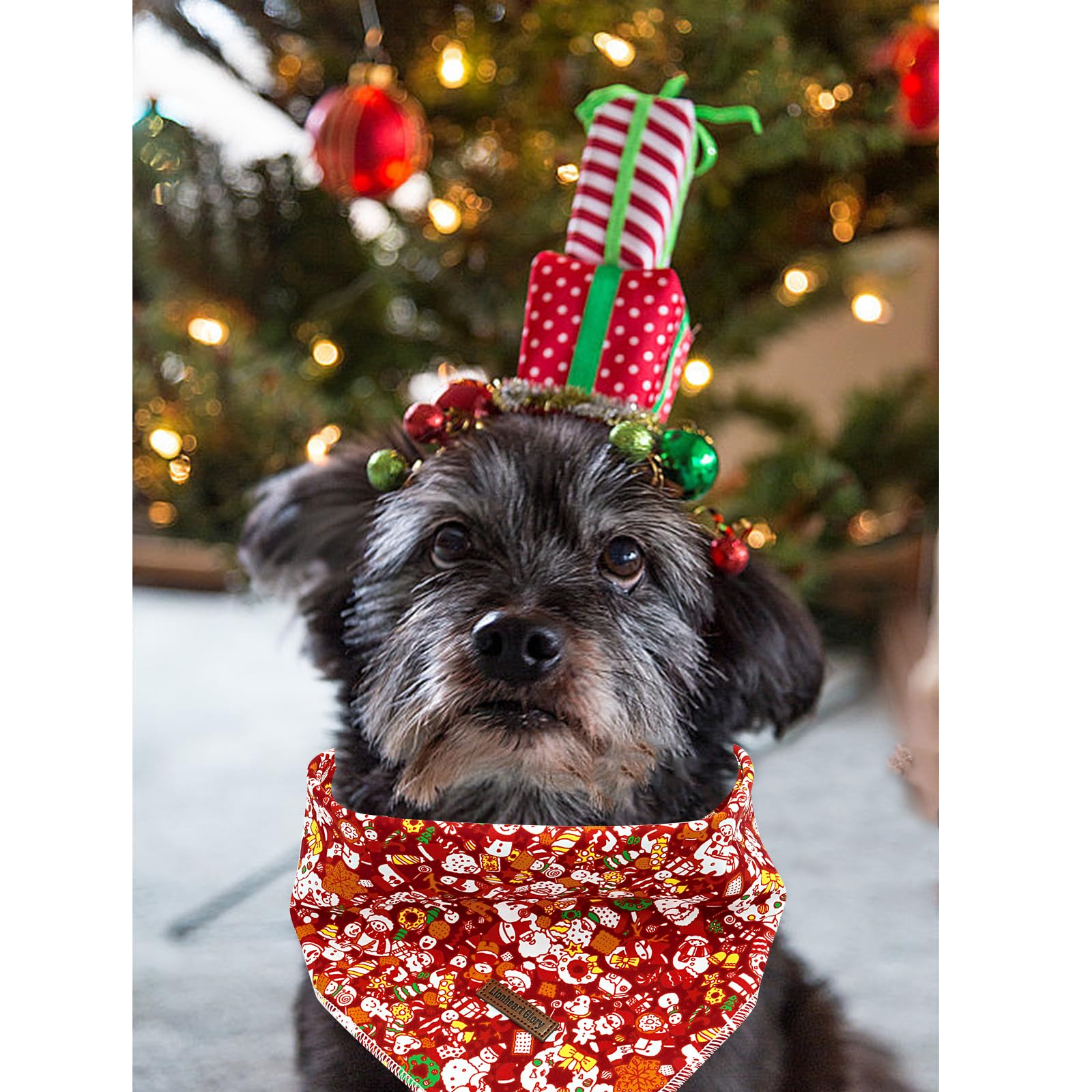 Lionheart Red Dog Bandana - Soft, Washable Square Scarf, Adjustable For Small Dogs 1 Pack
