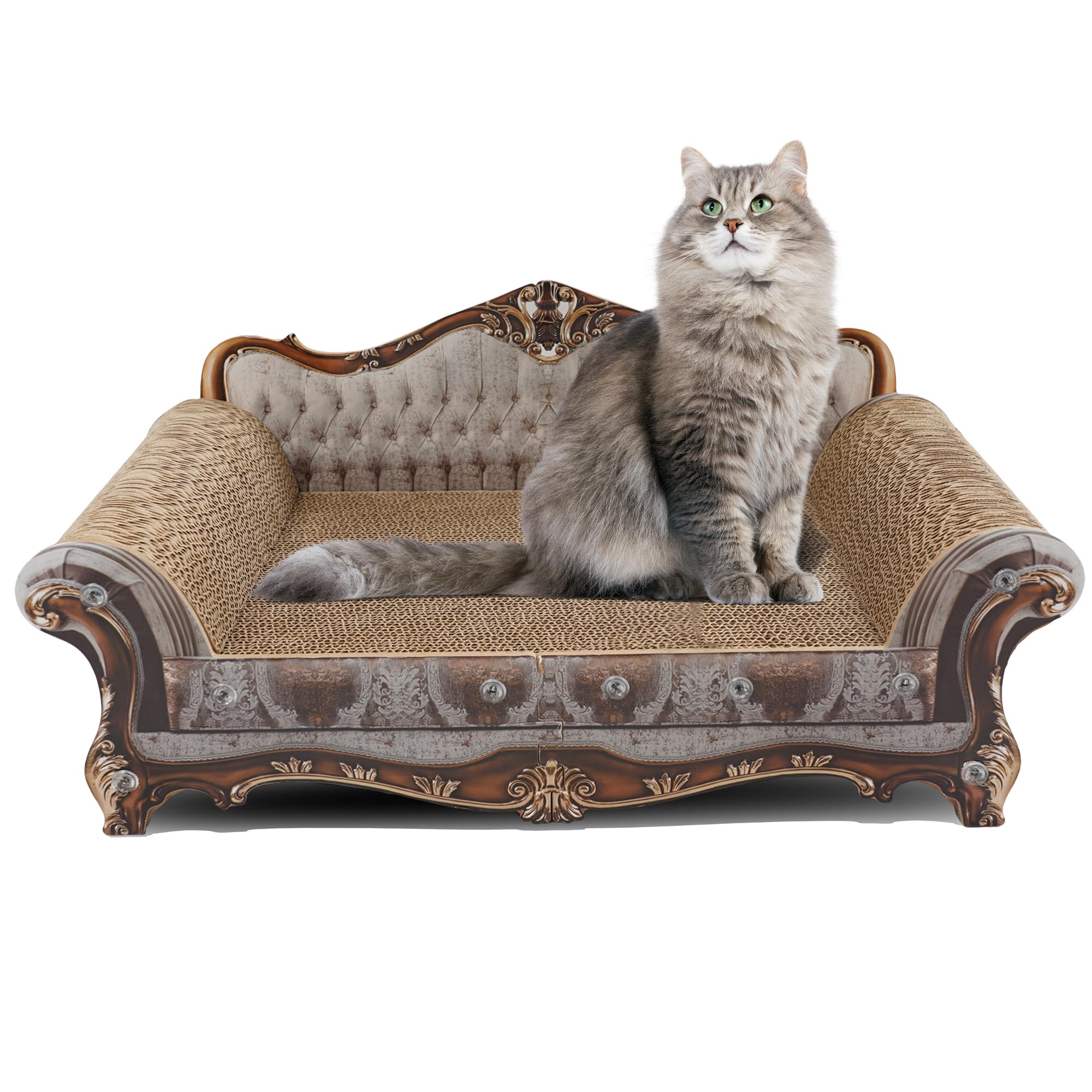 Coozment Sofa Shaped Scratching Couch,Thick Scratching Cardboard, Lounge Bed For Indoor Rest&Play, Sofa Scratcher Pad (23 ''L X 