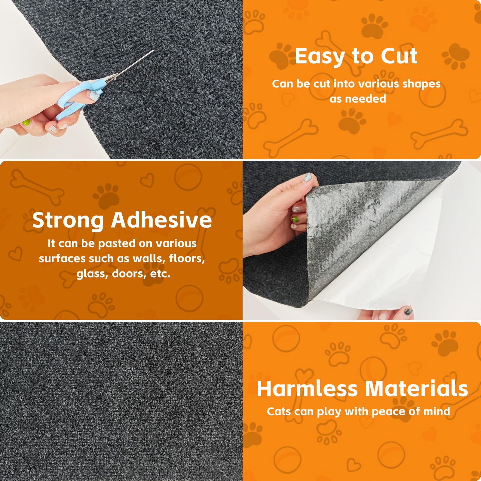 120X16 Cat Scratch Protector Cat Anti Scratch Furniture Mat Carpet Trimmable Self-Adhesive Pad Strong Viscose Couch Protecto