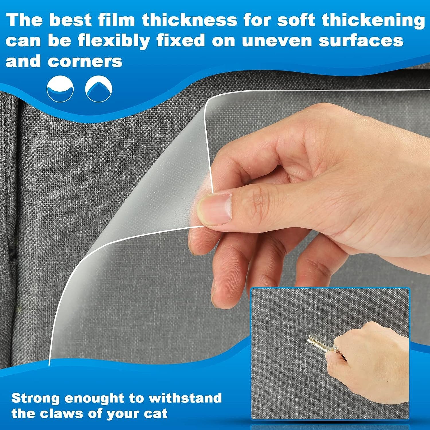 Mioule Anti Cat Scratch Furniture Protectors From Cats Scratching Stop, 24 Pack Self-Adhesive Single Side Couch Sofa Corner Prot