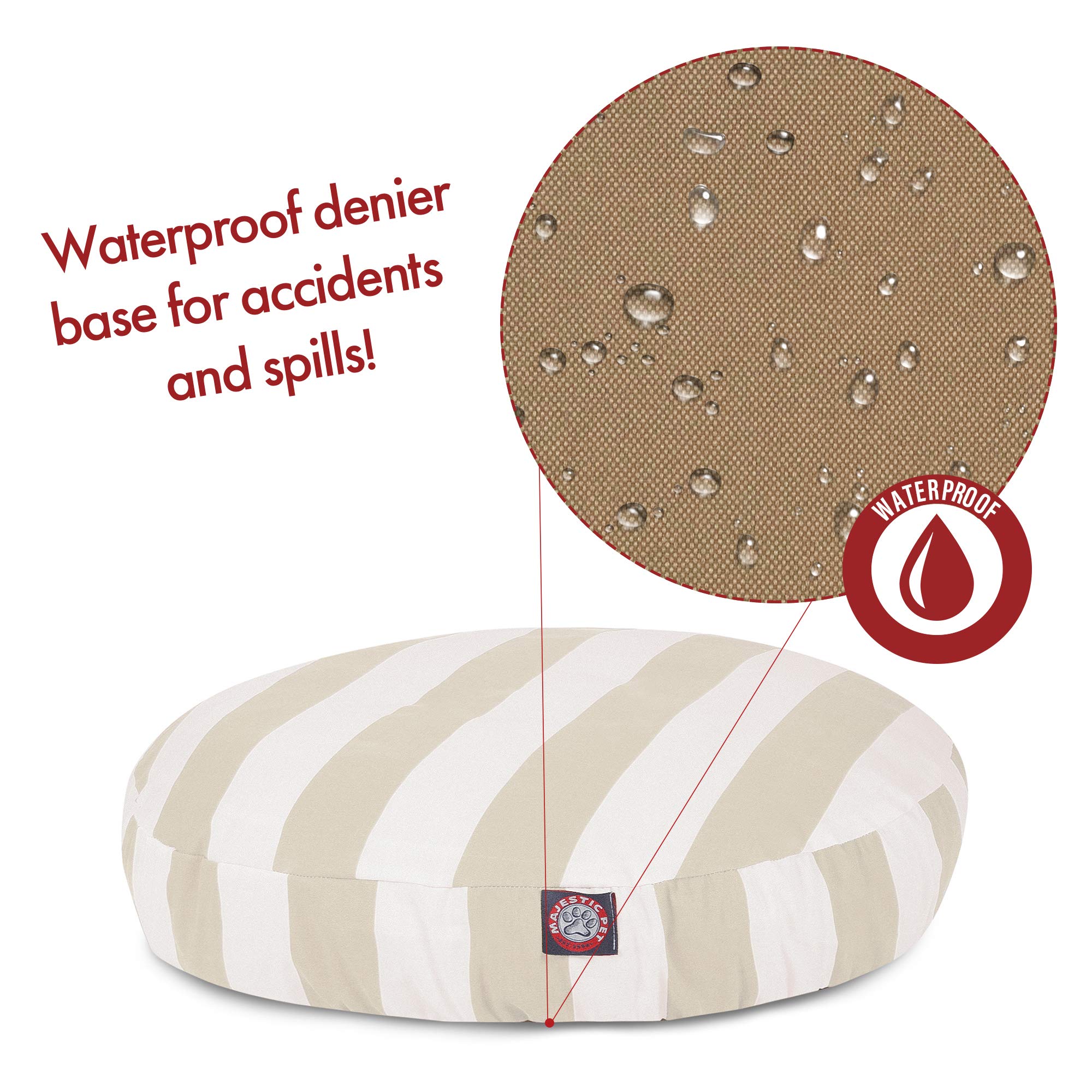 Majestic Pet Indoor Outdoor Vertical Stripe Round Pet Dog Bed With Removable Washable Cover, Sand, Medium