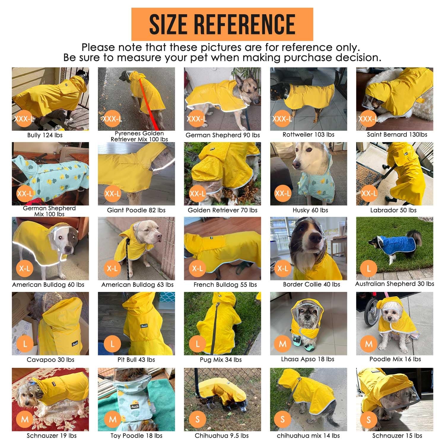 Slowton Raincoat, Adjustable Dog Jacket With Clear Hood, Double Layer, Waterproof Dog Poncho, Reflective & Storage, S, M, L Pupp