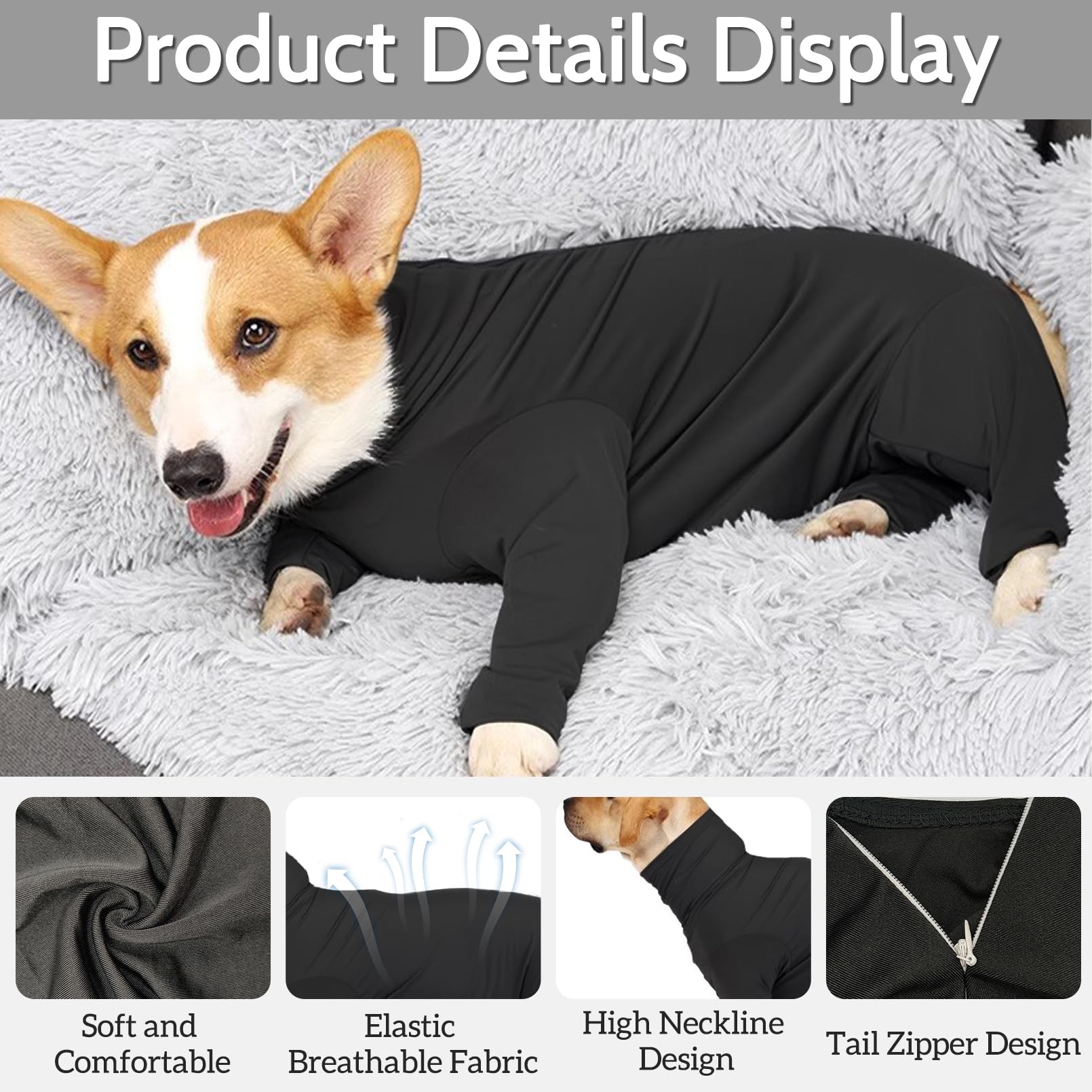 Hamiledyi Dog Onesie Anti-Licking Dog Bodysuit Spay Surgical Recovery Suit for Dogs Pet Cone Alternative After Surgery Full Body