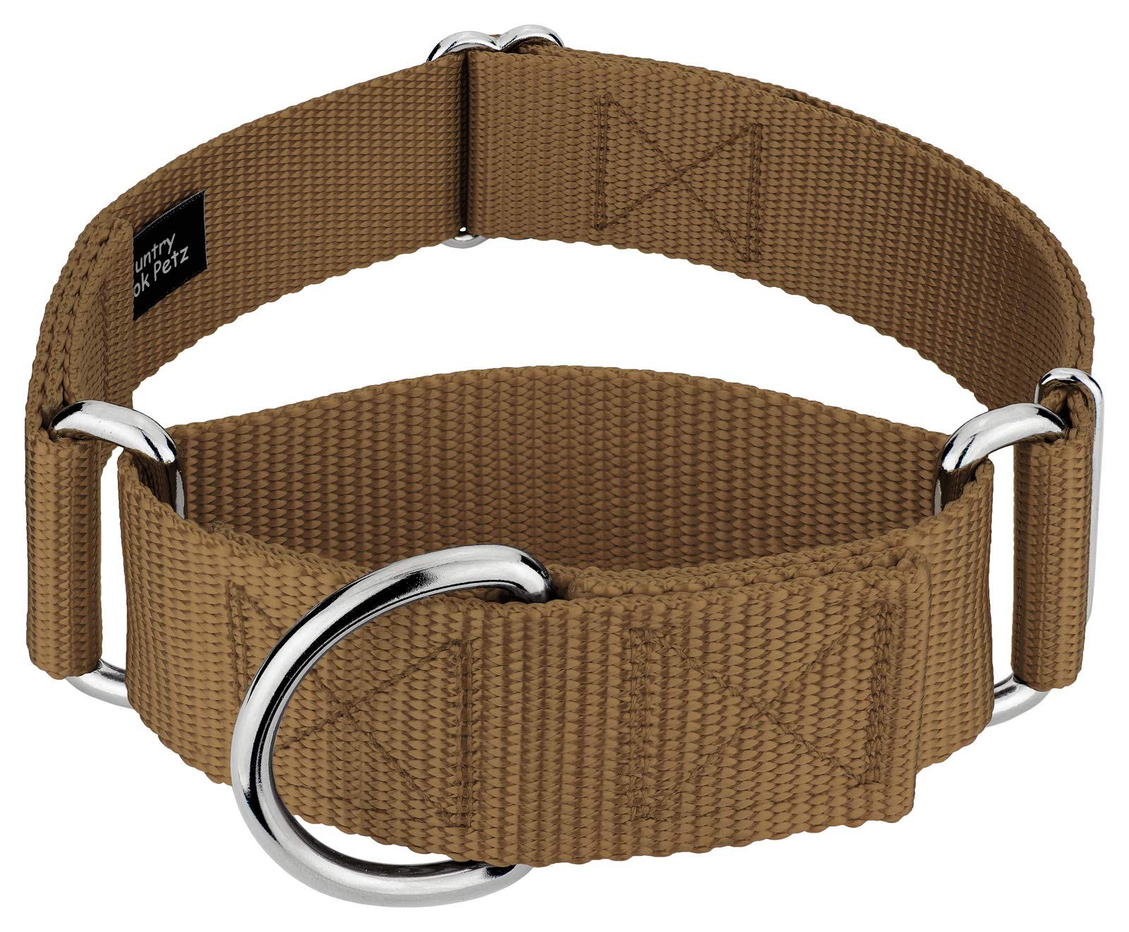 Country Brook Petz - Vibrant 15 Color Selection - Martingale Heavyduty Nylon Dog Collar (Extra Large, 1 1/2 Inch Wide, Coyote Ta
