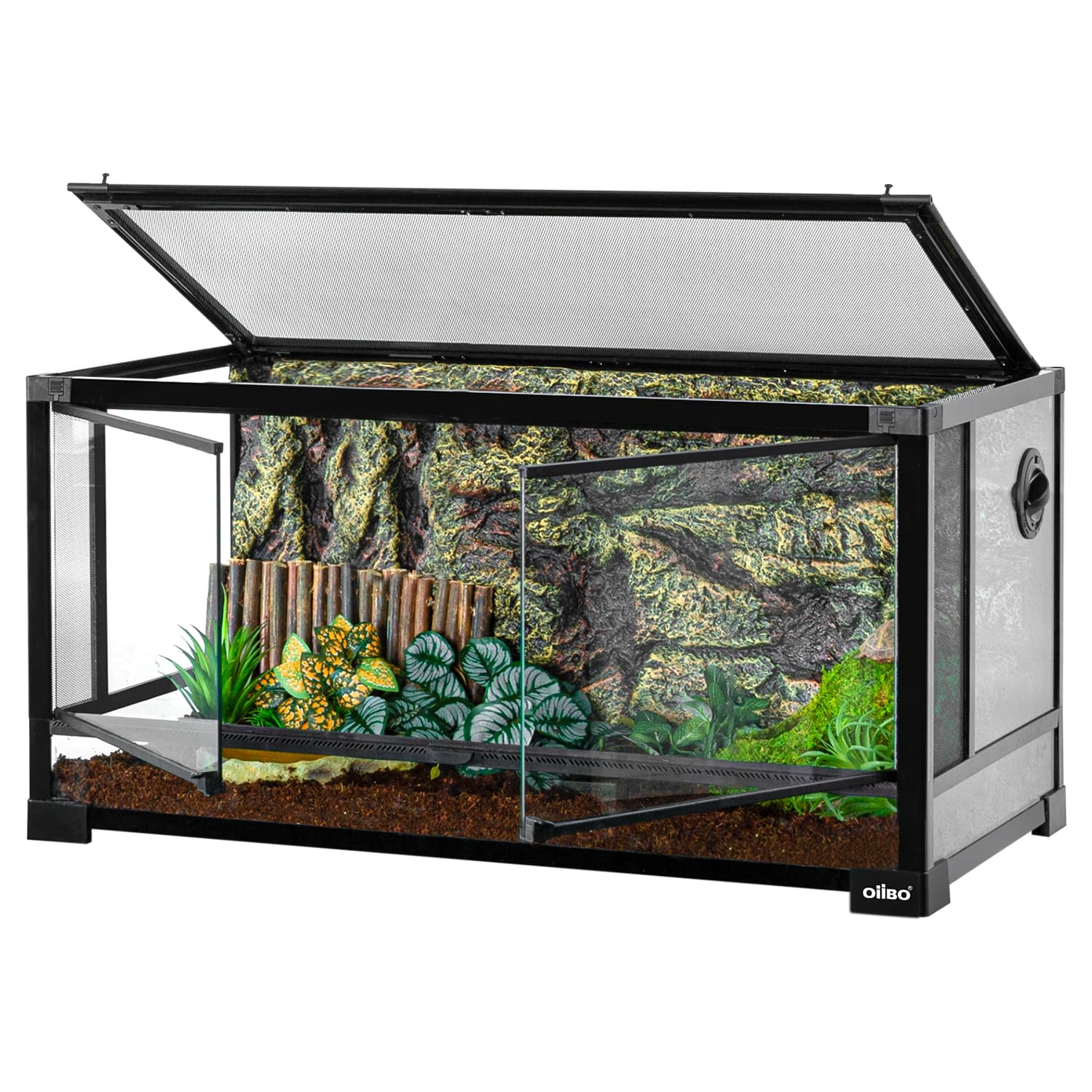 Oiibo 36 Gallon Reptile Terrarium Glass Tank, 32'X16'X16' Double Front Opening Door With Screen Ventilation Reptiles Or Amphi