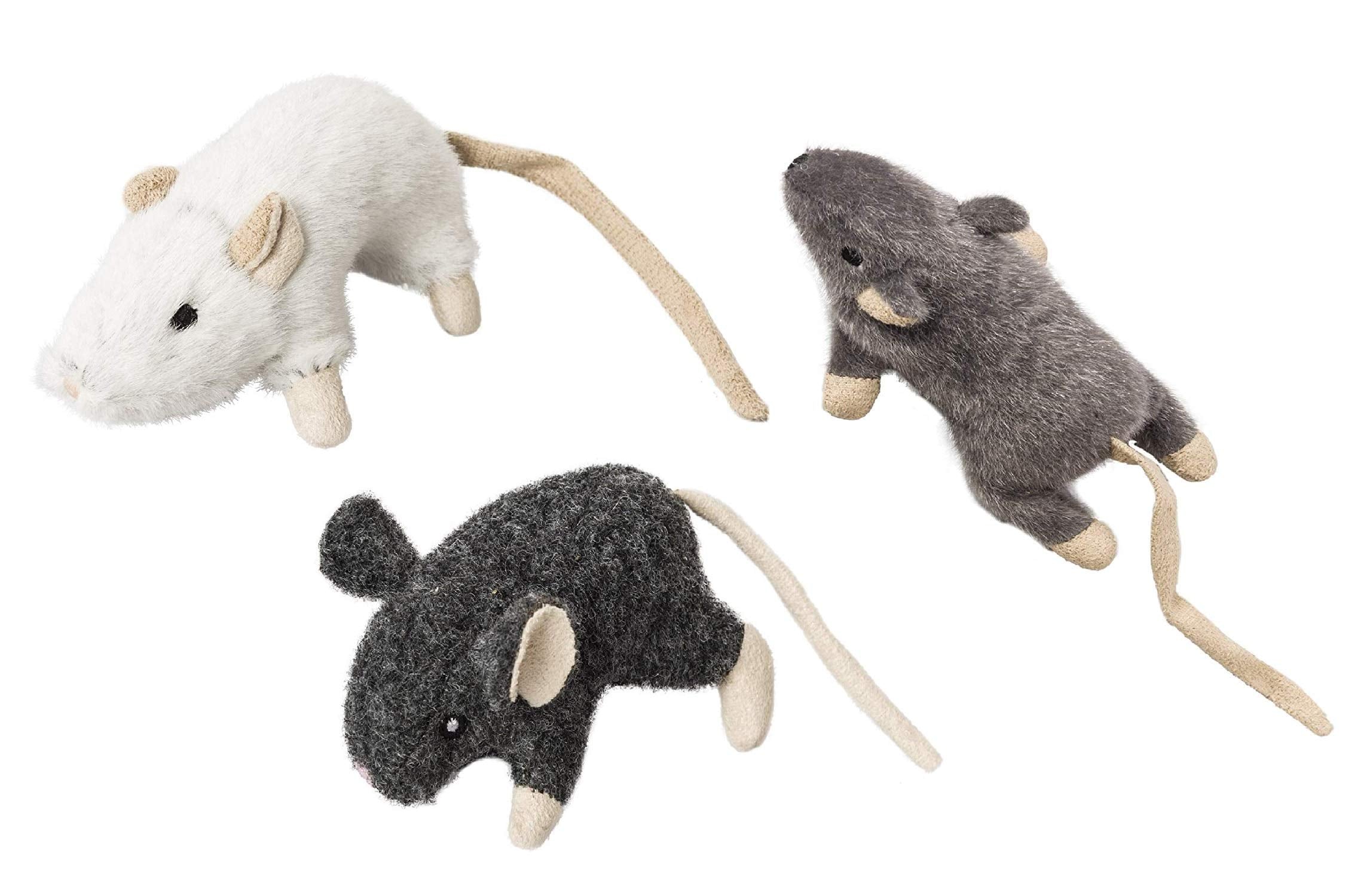 Spot 52084 3.5' Wool Mouse Willie With Catnip Cat Toy Assorted Colors