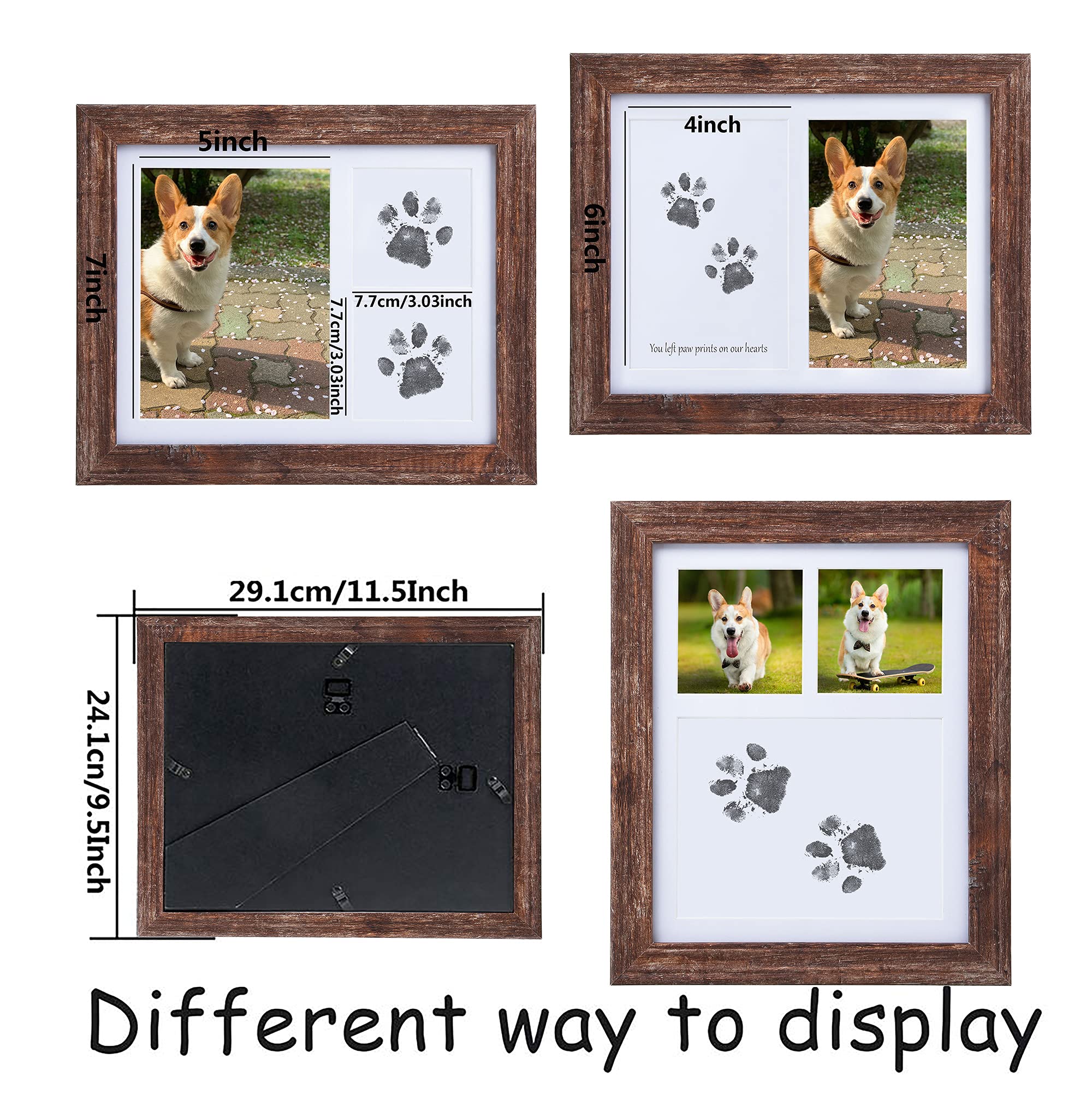 Kcrasan Paw Print Kit Dog Frame - Pet Memorial Picture Frame With Pawprints - Dog Or Cat Paw Print Kit, Pet Keepsake Picture Frame For Pet Love Dog Memorial Gifts For Paw Print Frame, Sympathy Gift