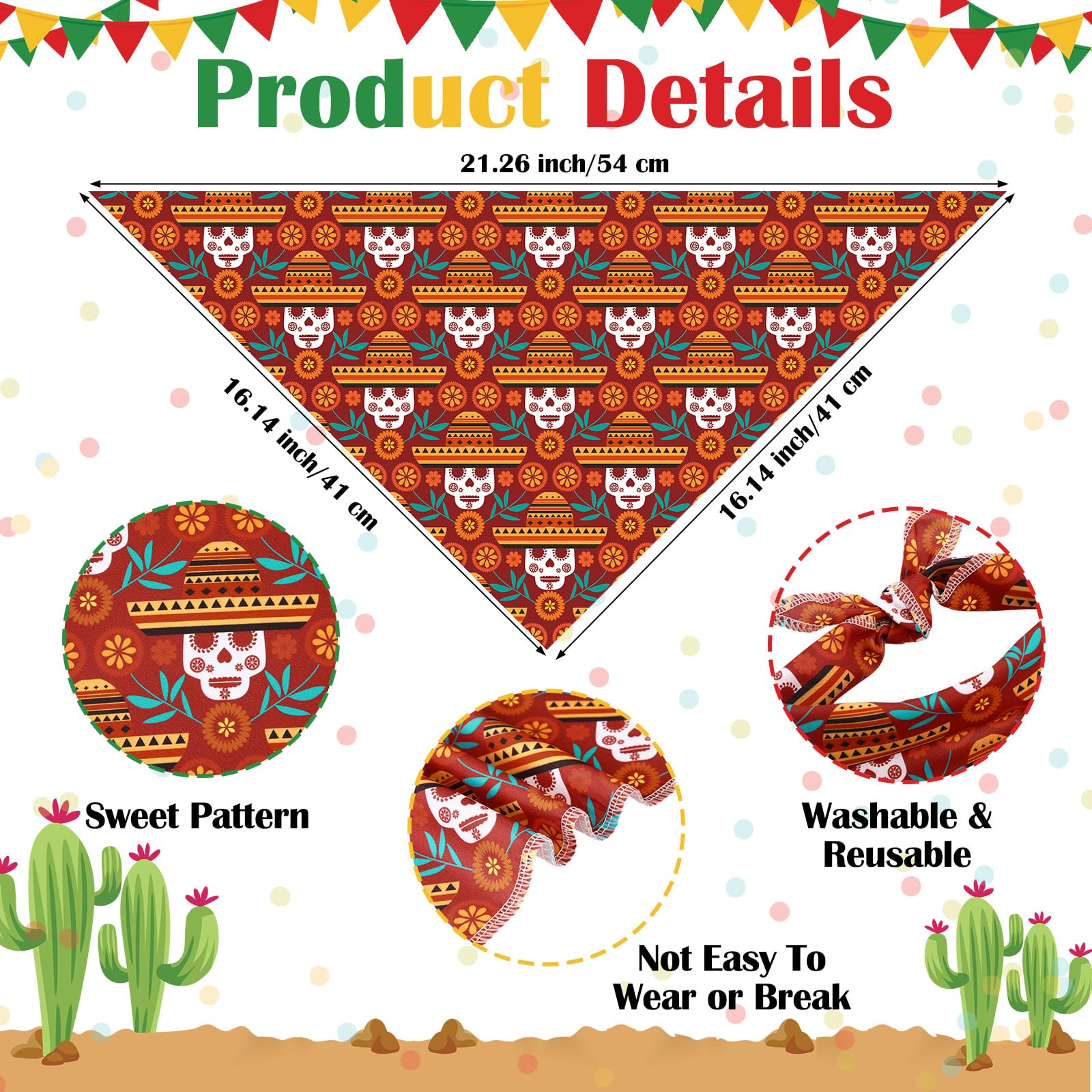 Paterr 100 Pieces Dog Bandanas Bulk Mexican Cinco De Mayo Pet Handkerchief Soft Dog Triangle Bibs Cute Adjustable Washable Pet S