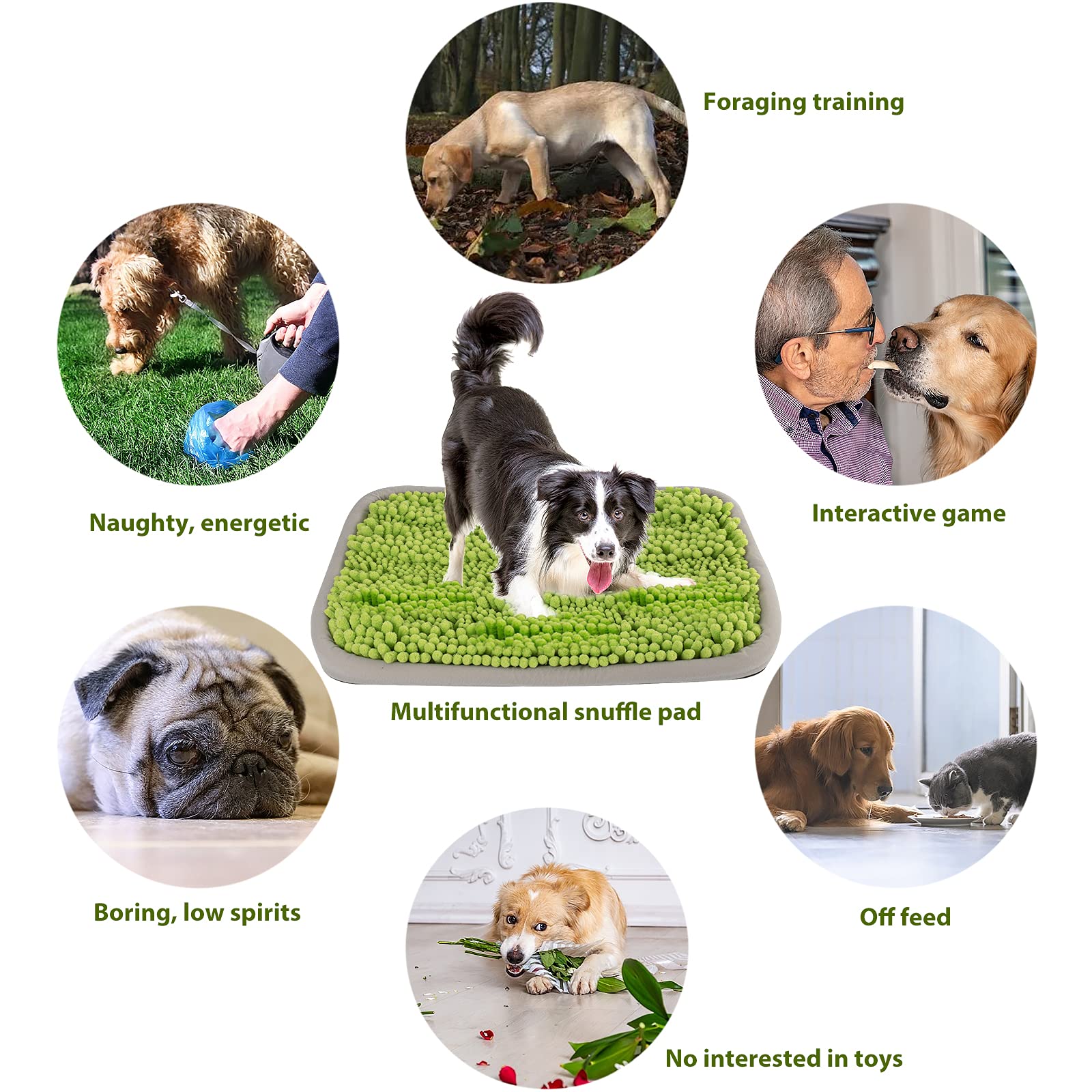 Bakumon Snuffle Mat for Dogs 21x16Inch Interactive Sniff Mats for Large Medium Small Breed Dog Pet,Snuffle Bowl Mat Nosework Tra