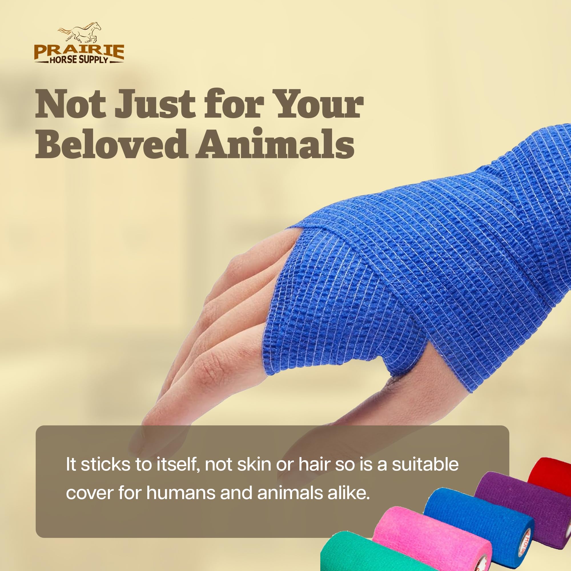 Prairie Horse Supply 24 Rolls Black Self Adhesive Bandage Wrap 4 Inch Elastic Cohesive Vet Tape for First Aid, Medical, Sport &