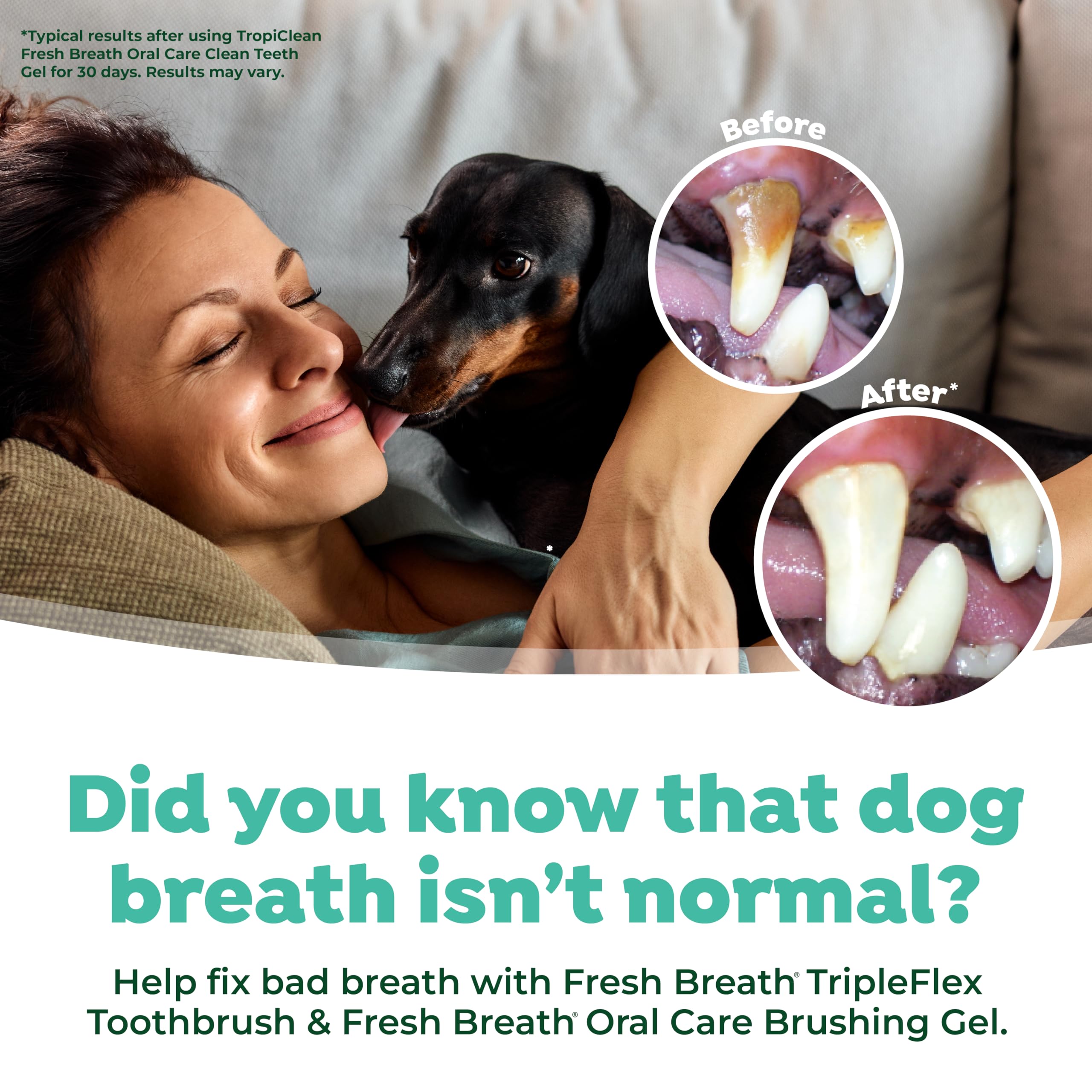 TropiClean Fresh Breath TripleFlex Toothbrush for Small & Medium Dogs | 360-Degree Dog Dental Cleaning | Dog Toothbrush for Smal