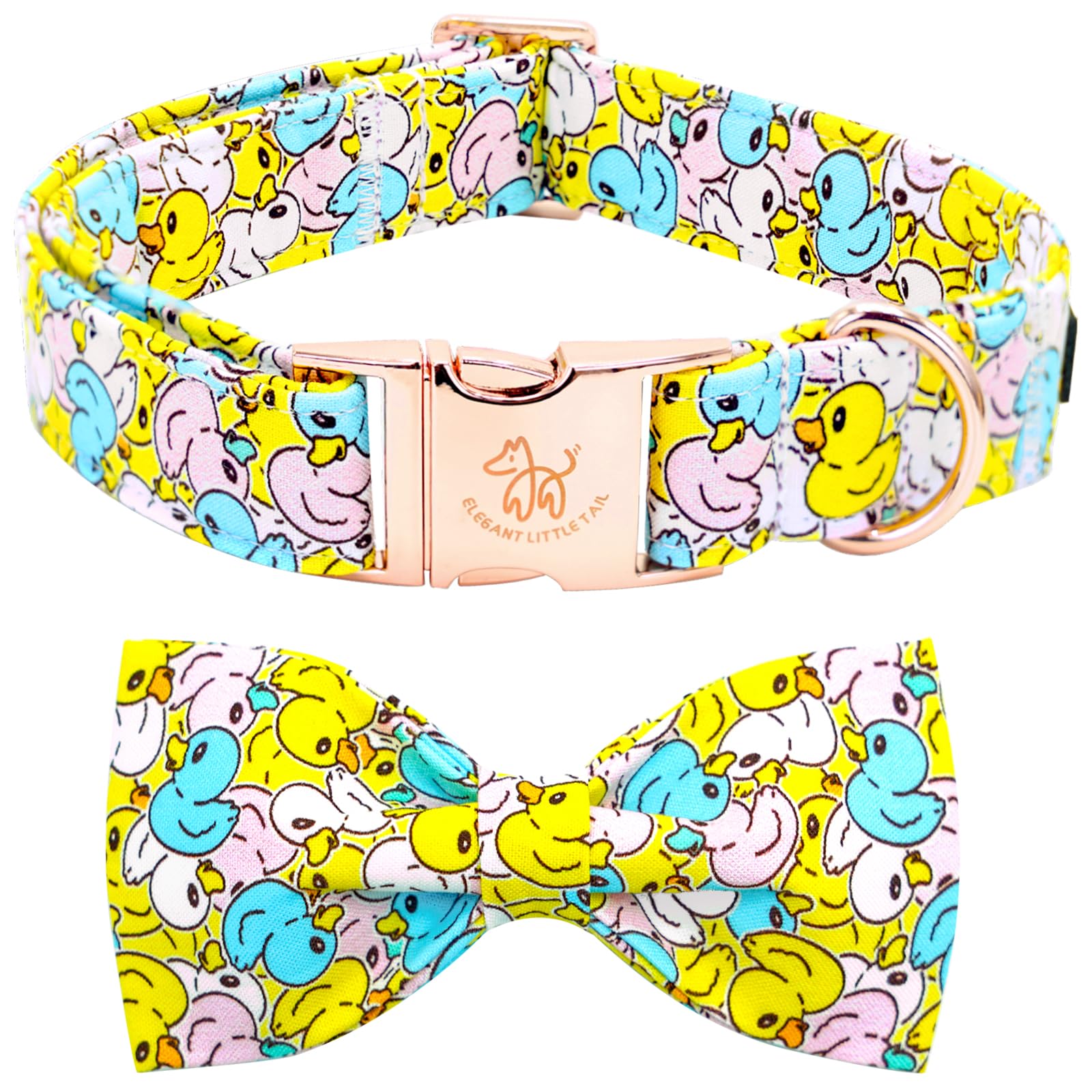 Elegant Little Tail Dog Collar- Cute Duck Dog Collar With Bow For Small Puppy, Female Or Male Adjustable Cotton Summer Pet Bow H
