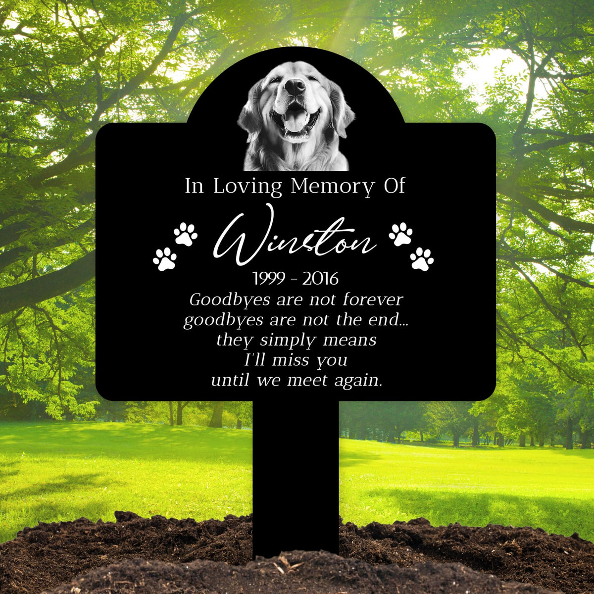 Heganits Dog Potrait Memorial Grave Markers Outdoor, Personalized Dog Waterproof Tombstones For Graves Outdoor, Sympathetic Meta