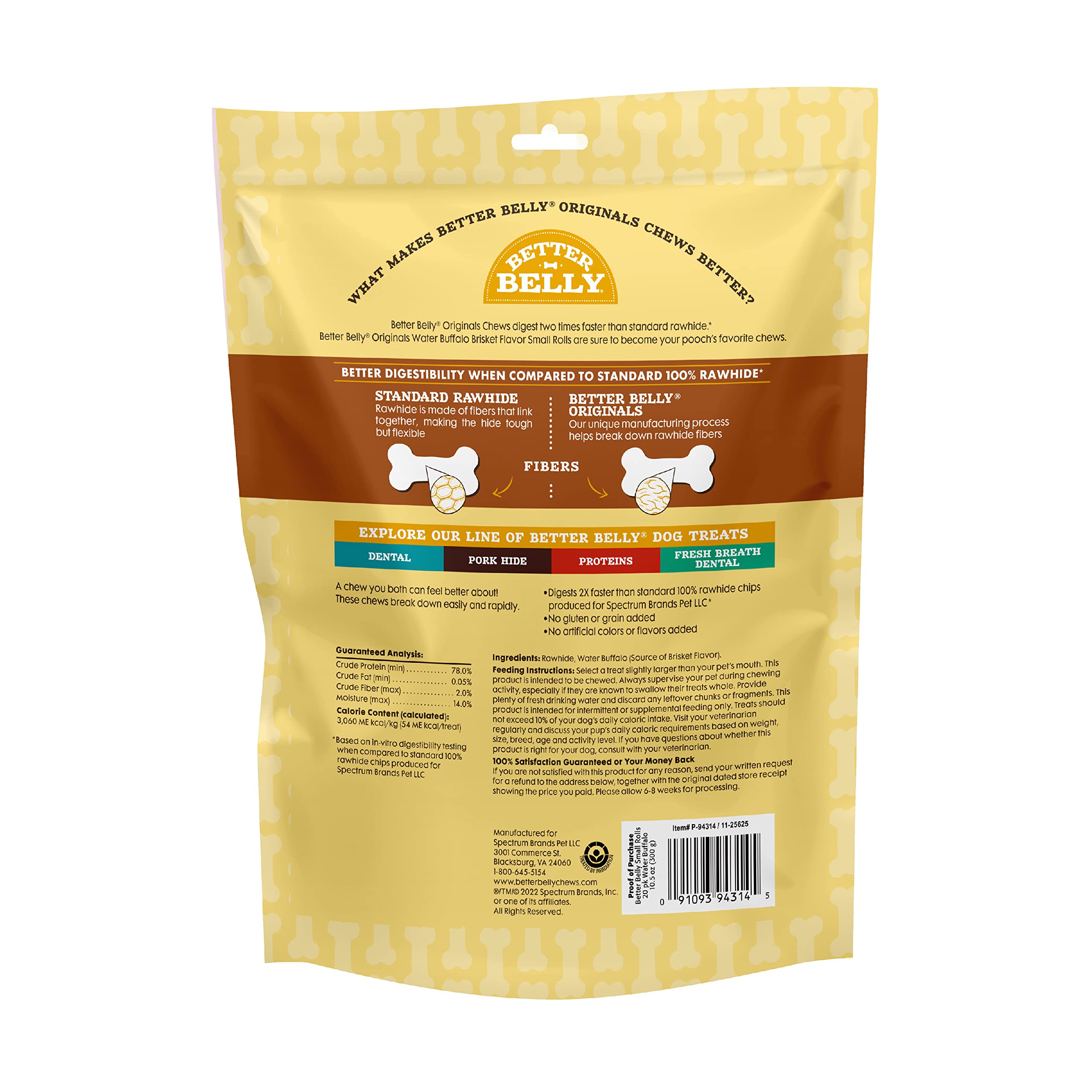 Better Belly Highly Digestible Rawhide Small Roll Chews, Treat Your Dog to a Chew with NO Artificial Colors or Flavors