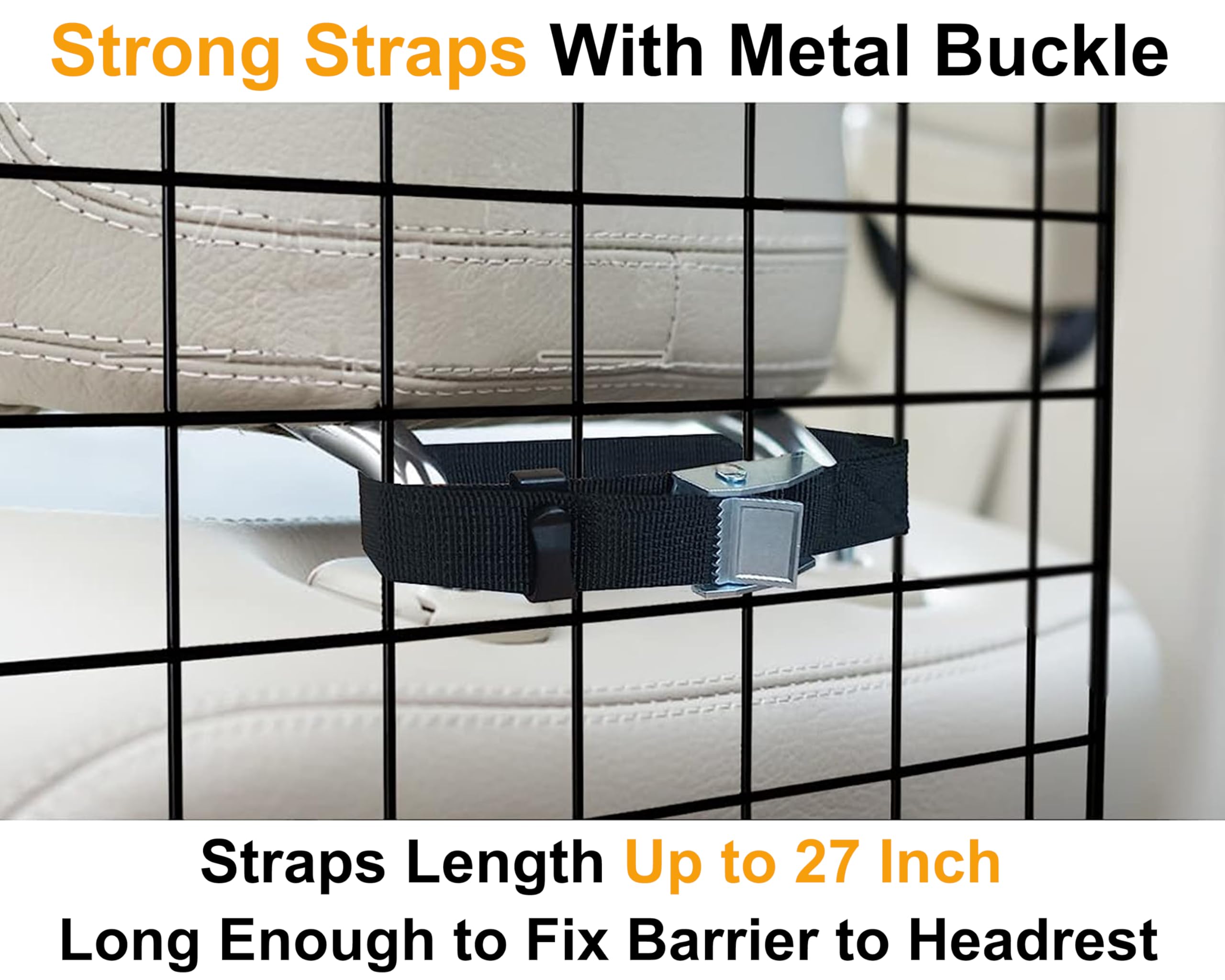 NOAMOO Dog Car Barrier for SUVs, Van, Vehicles, Adjustable Large Pet Barriers, Universal Fit Heavy-Duty Wire Mesh Dog Guard, Fol