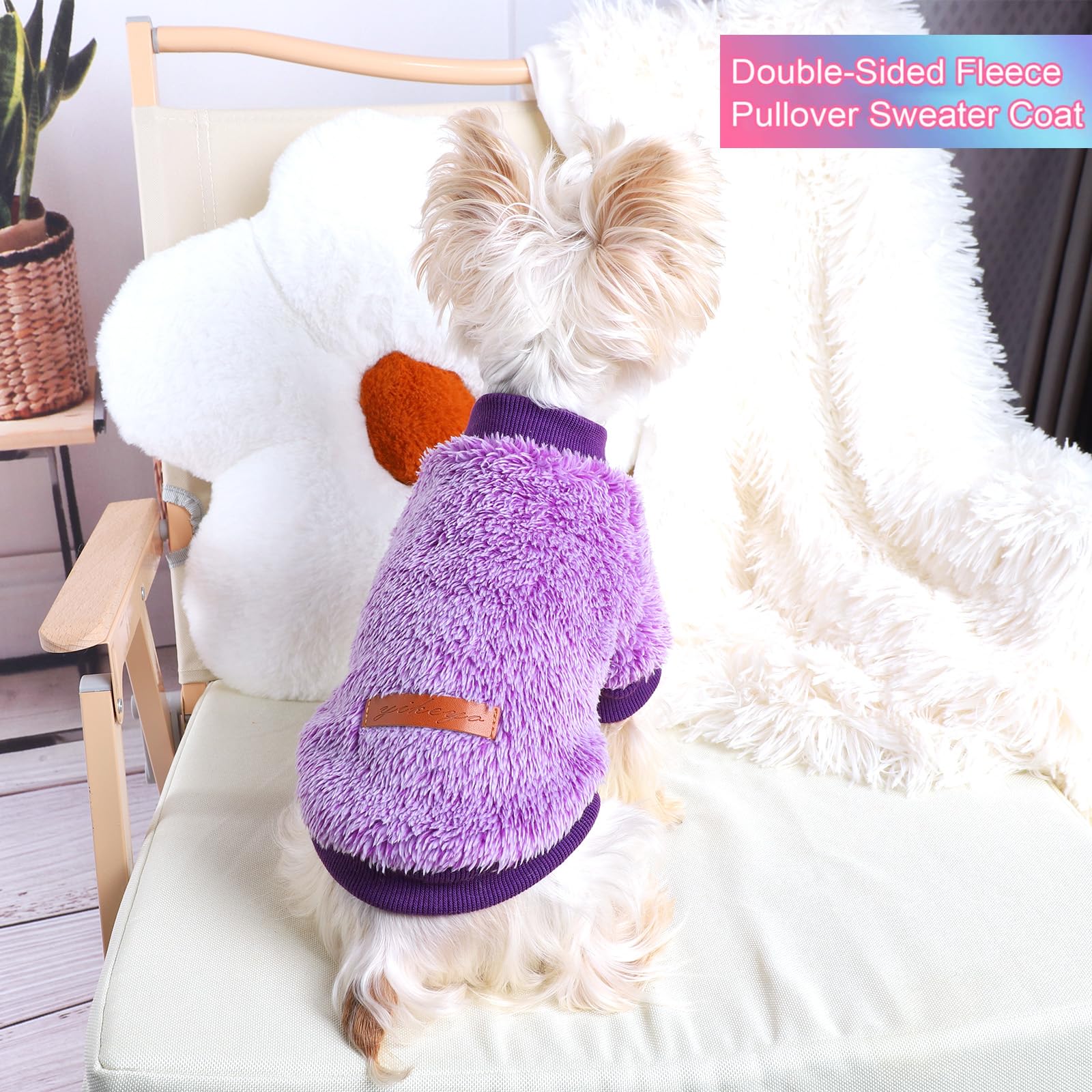 Kosiyi Dog Sweaters For Small Dogs Girl Boy, Puppy Clothes Chihuahua Teacup Yorkie Fleece Sweaters Spring Winter Warm Sweater Ti