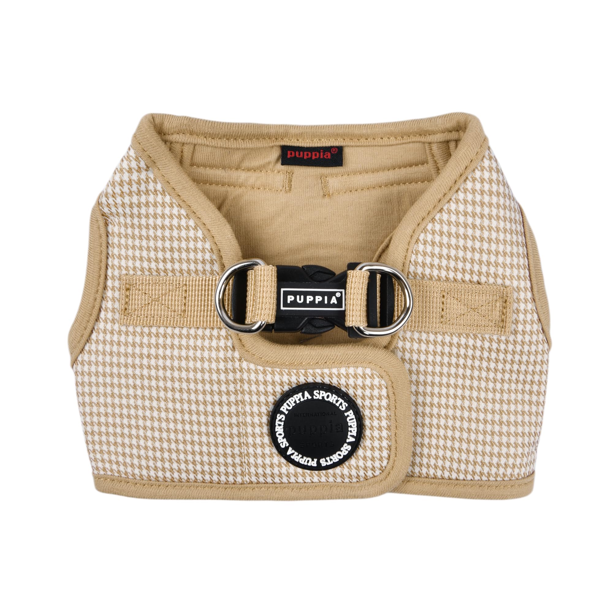 Puppia Amatus Dog Vest Harness B (Step-In) Fashionable Houndstooth Pattern Spring Summer Harness For Small And Medium Dogs, Beig