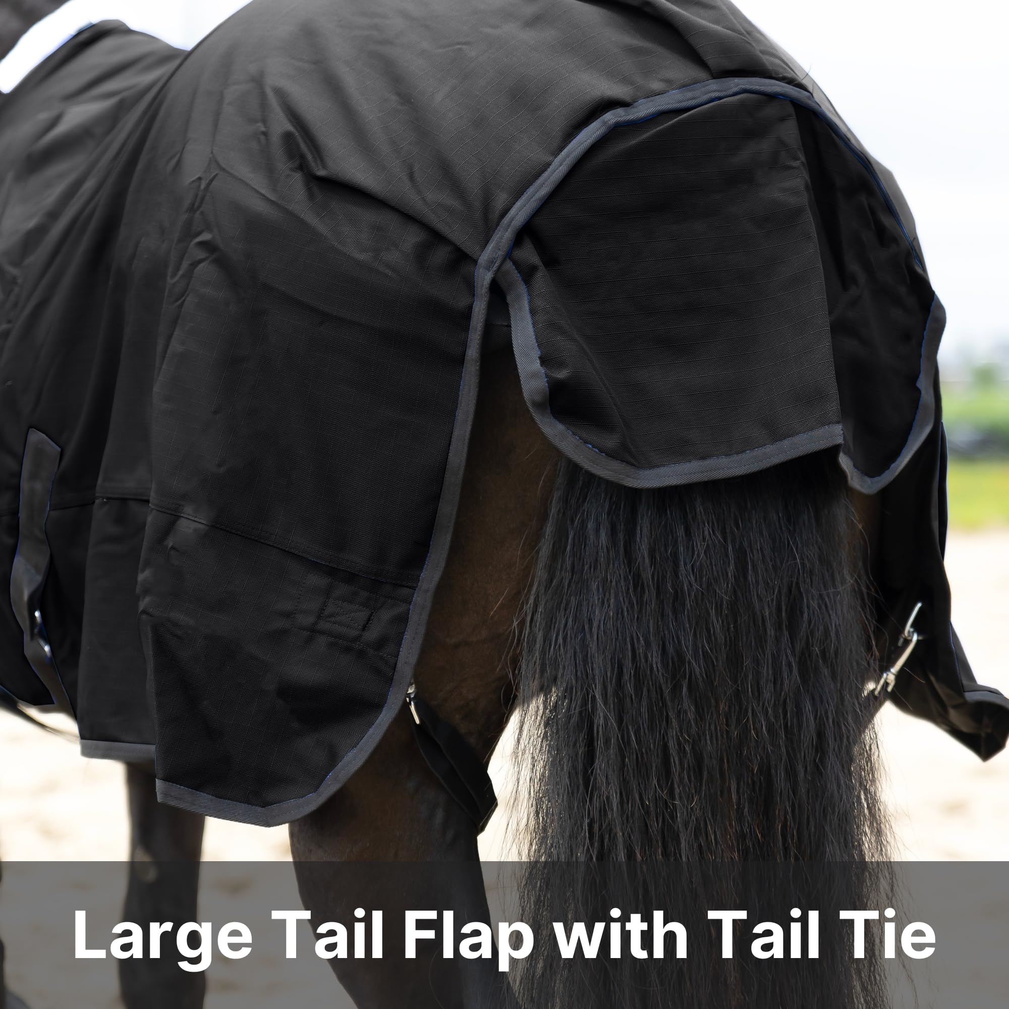RESISTANCE Premium 1200 Denier Waterproof Horse Turnout Blanket with 300g Polyfill & Adjustable Buckle Closure