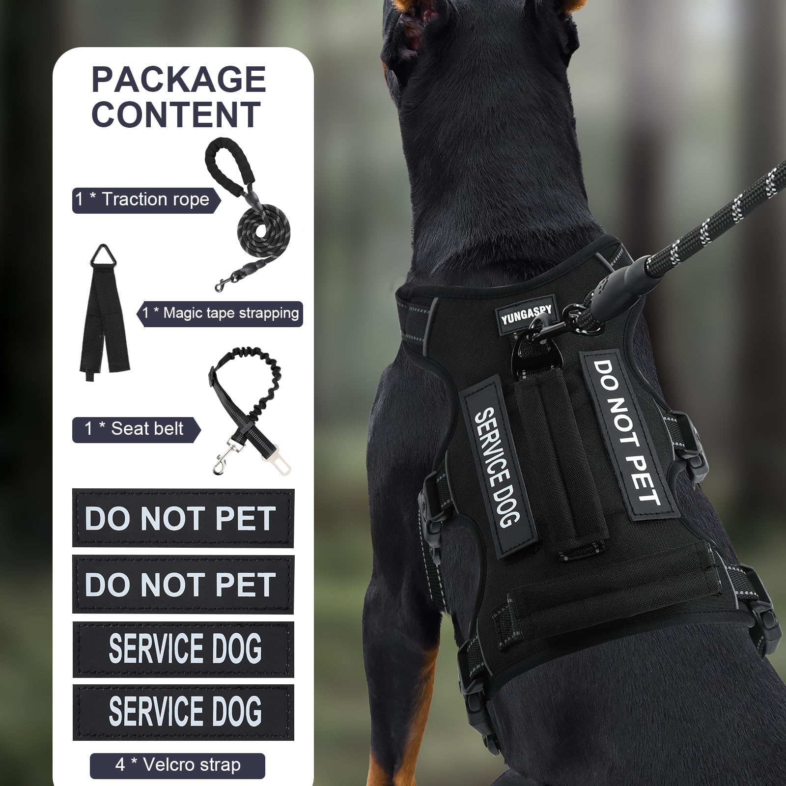 Escape Proof Dog Harness for Large Medium Sized Dogs Six Point Adjustable, Service Dog Vest Harness and Leash Set, No Pull Dogs
