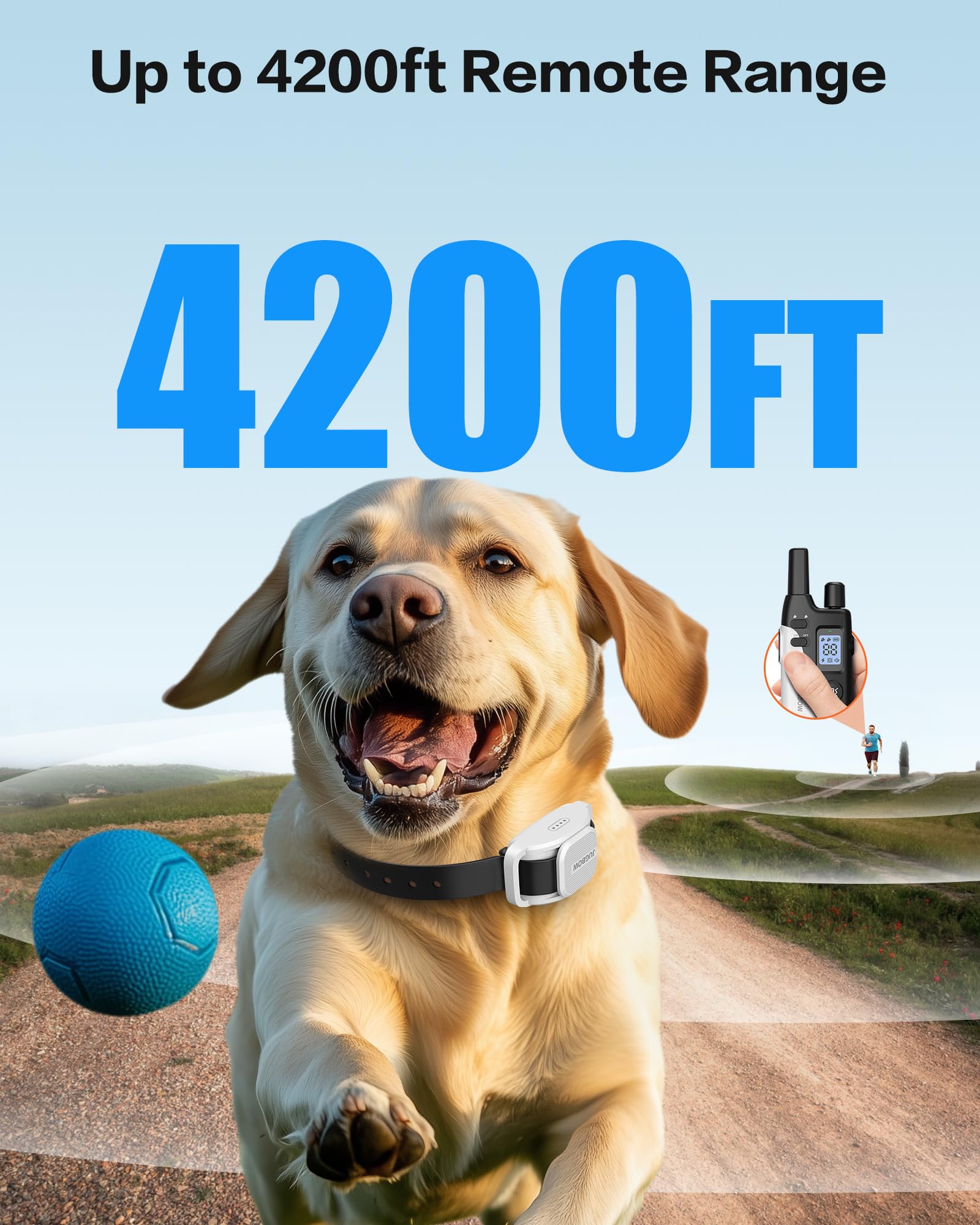 Jugbow Dog Training Collar - 4200Ft Dog Collar With Remote For Small Medium Large Dogs, Led Light Electric Collar With Beep/Safe