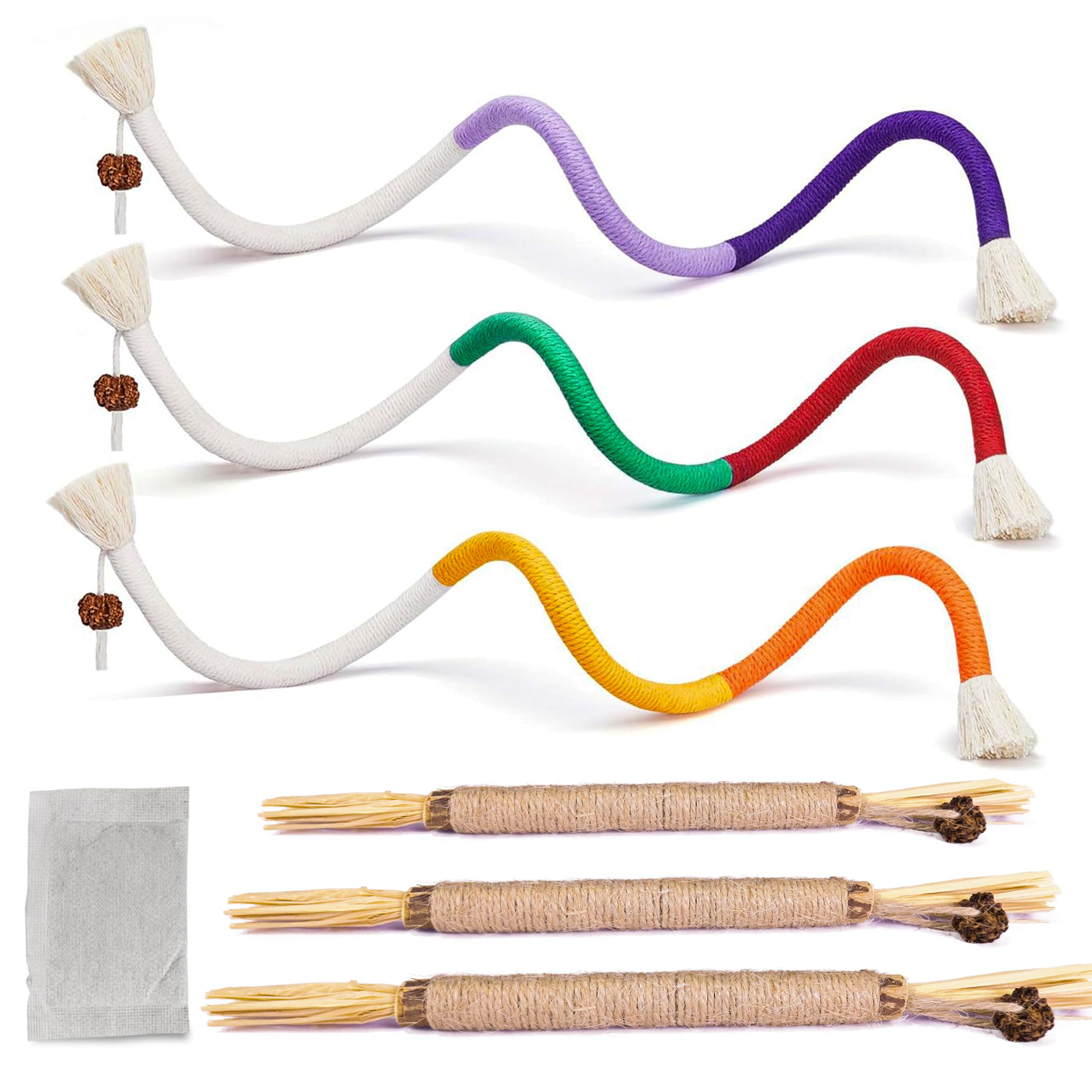 Shizhoo Cat Chew Rope  6 Pack Cat Chew Toy For Teeth Cleaning, Interactive Kitten Teething Toys With Silvervine Stick To Transf