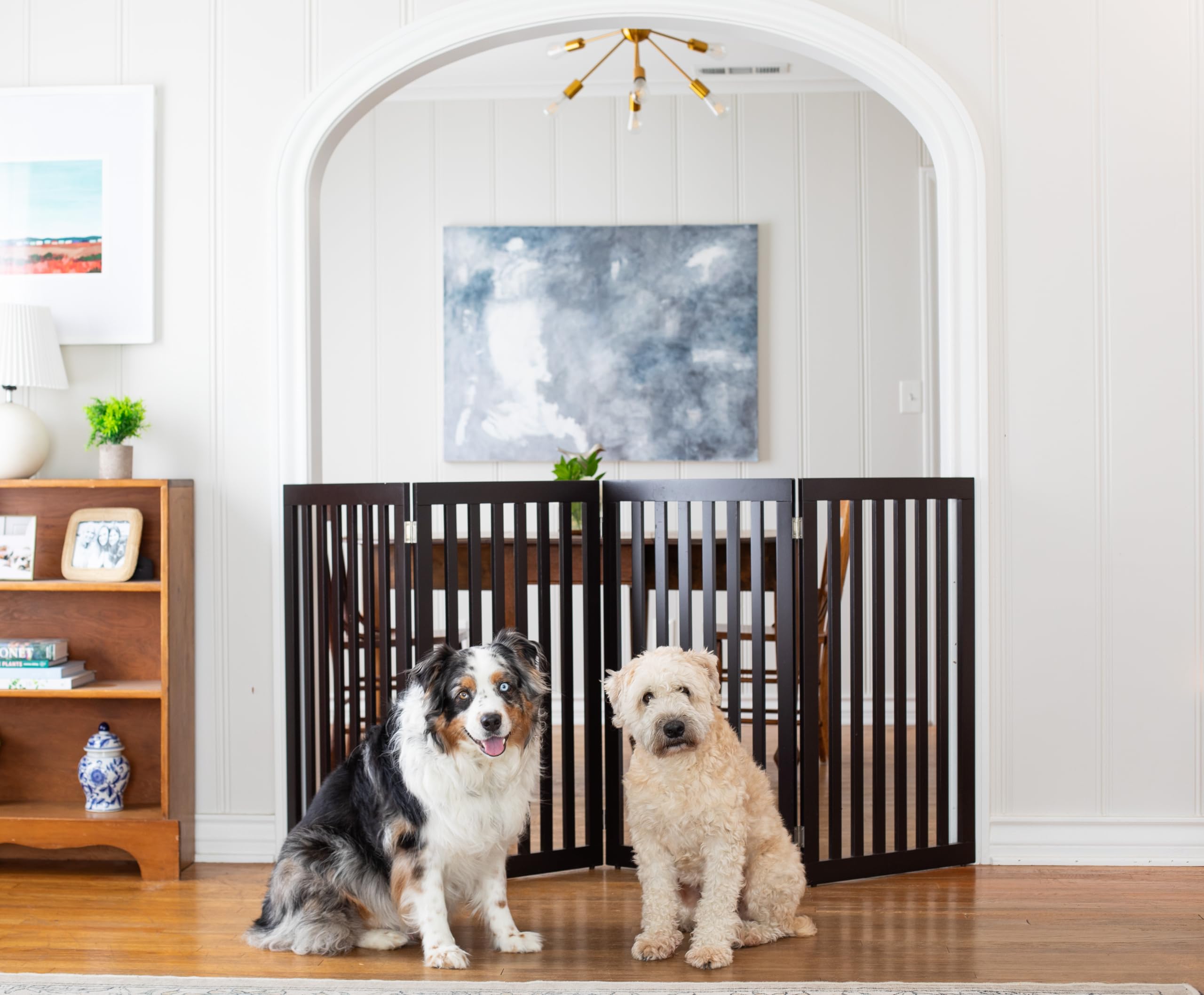 Internet'S Best Dog Gate Indoor Freestanding Pet Barrier, Folding Wood Dog Fence, Extra Wide Doorway Puppy Gate, Indoor Animal Privacy Panel, Wooden Cat Fence - 4 Panel - 36', Espresso
