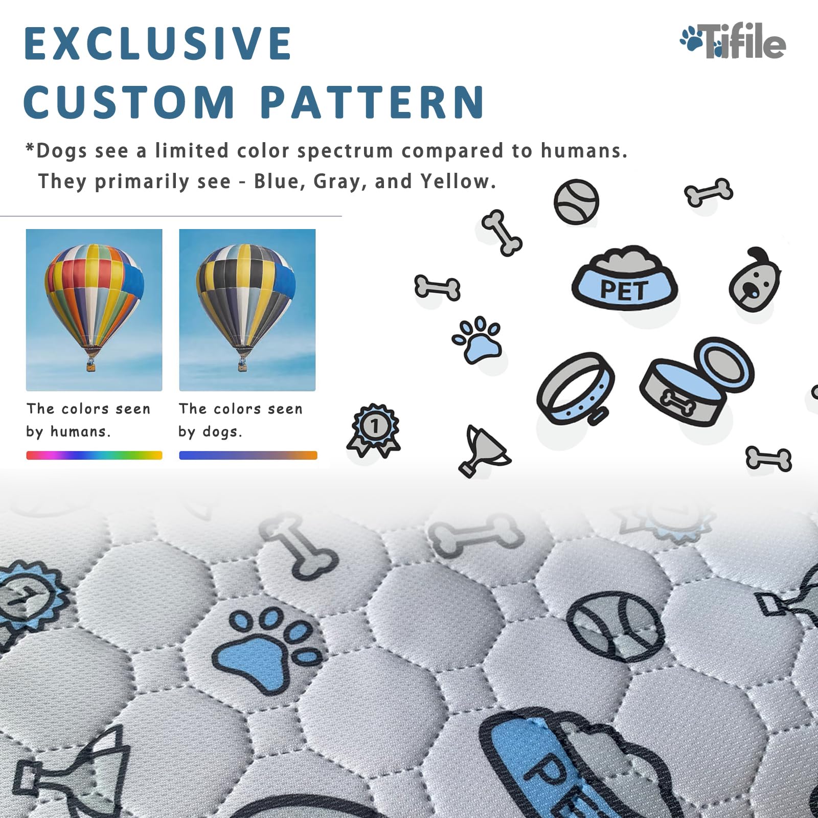 Washable Pee Pads For Dogs, 1 Pack Reusable Puppy Pad, Absorbent Whelping With Bone Print, Non-Slip Waterproof Pet Training For