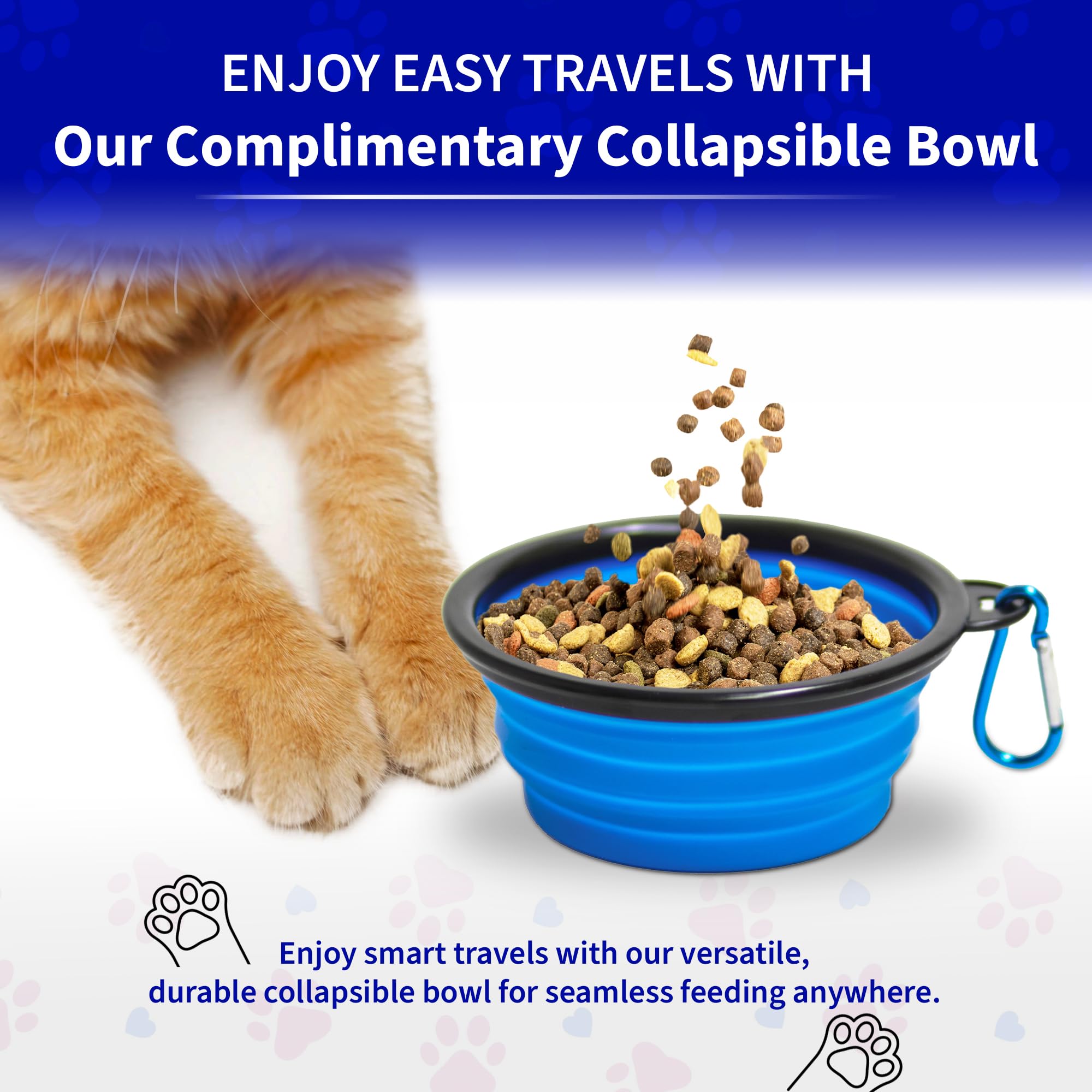 Pet Fit For Life - Vibrant Collapsible Travel Cat Litter Box - Portable, Foldable, Compact Design With Bonus Water Bowl - Ideal