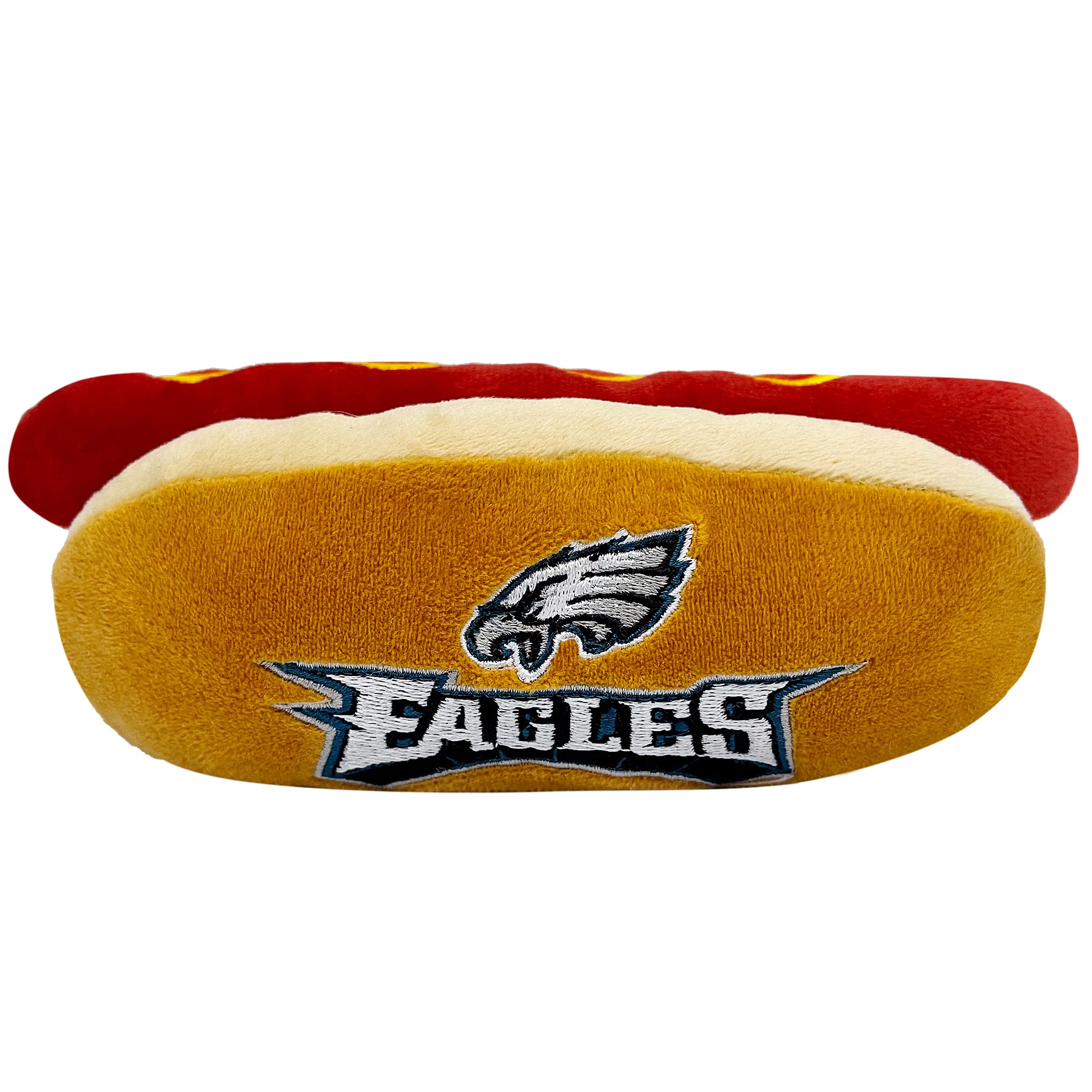 Pets First Nfl Philadelphia Eagles Hot Dog Plush Dog & Cat Squeak Toy - Cutest Hot-Dog Snack Plush Toy For Dogs & Cats With Inner Squeaker & Beautiful Football Team Name/Logo 8 X 5 X 3 Inches
