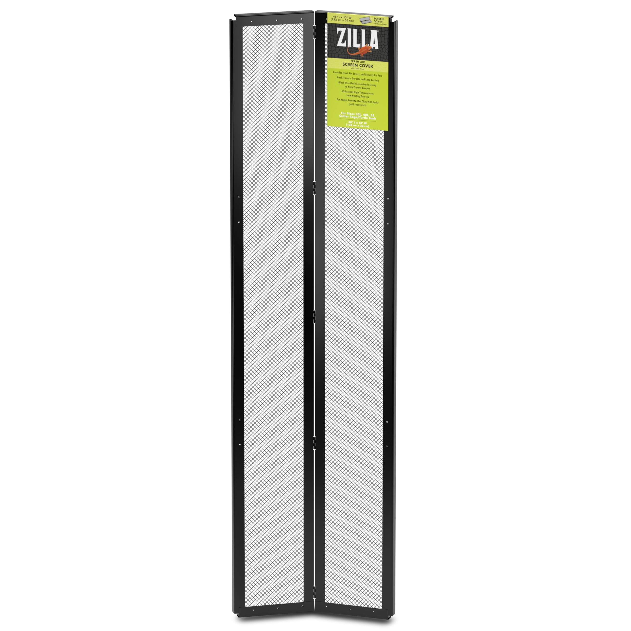 Zilla Pet Reptile Terrarium Fresh Air Screen Cover With Center Hinge 48' X 13'