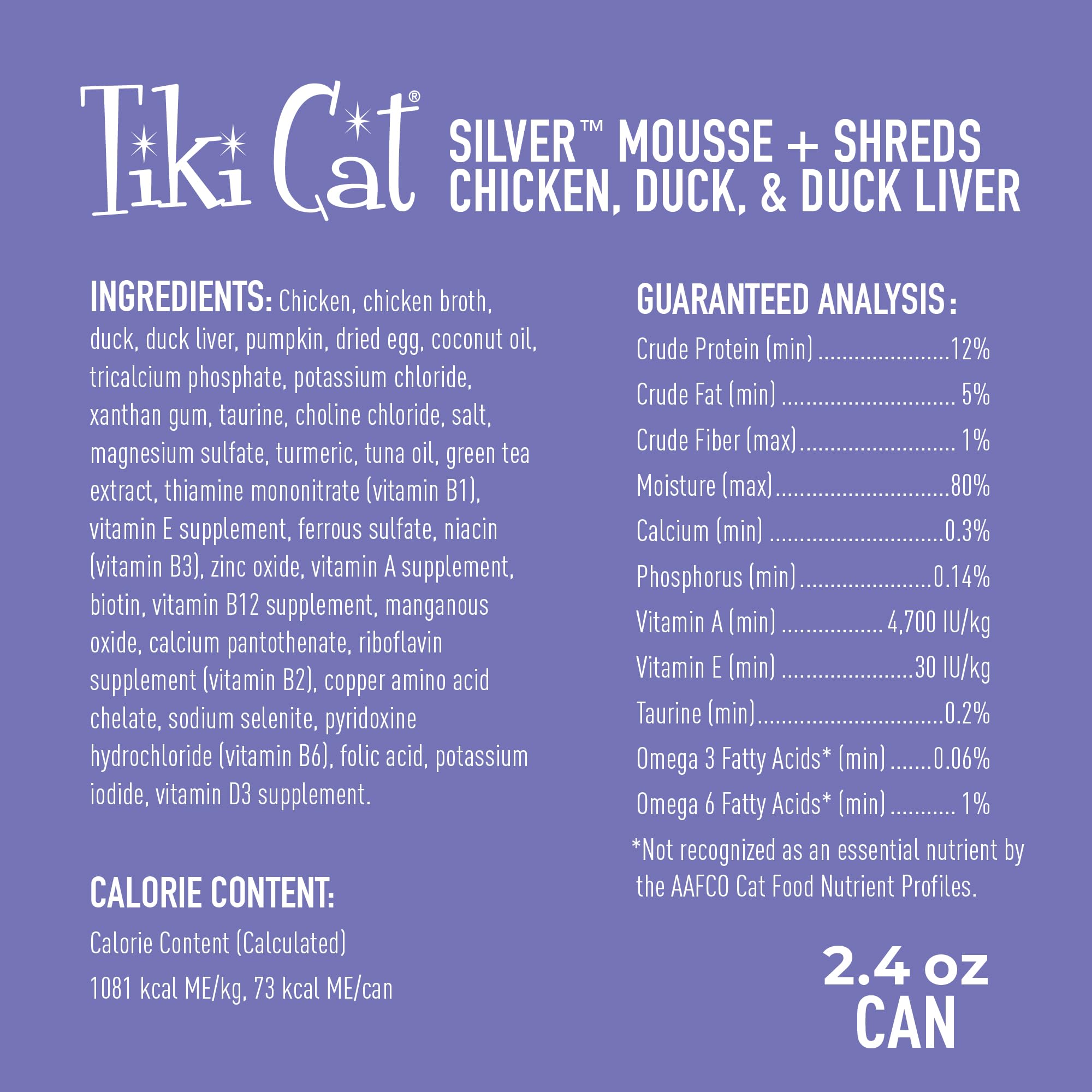 Tiki Cat Silver Comfort Mousse + Shreds, Chicken & Duck and Duck Liver, Immune System Support Formulated for Older Cats Aged 11+