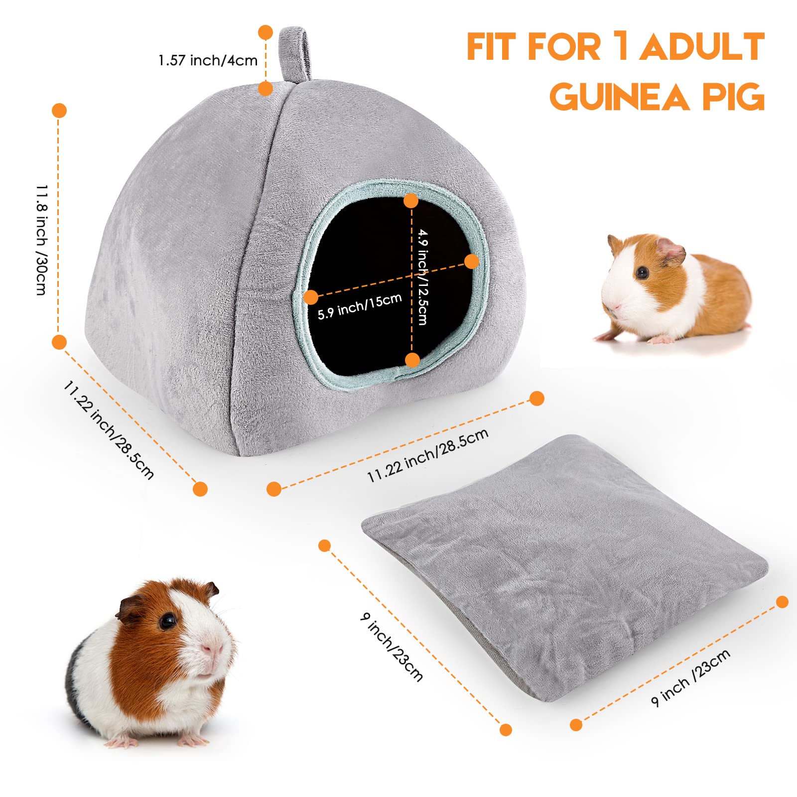 Oneju Guinea Pig Bed, Guinea Pig Hideout, Rabbit Bed, Bunny Hideout, Guinea Pig Cage Accessories For Guinea Pig, Bunny, Hamster,