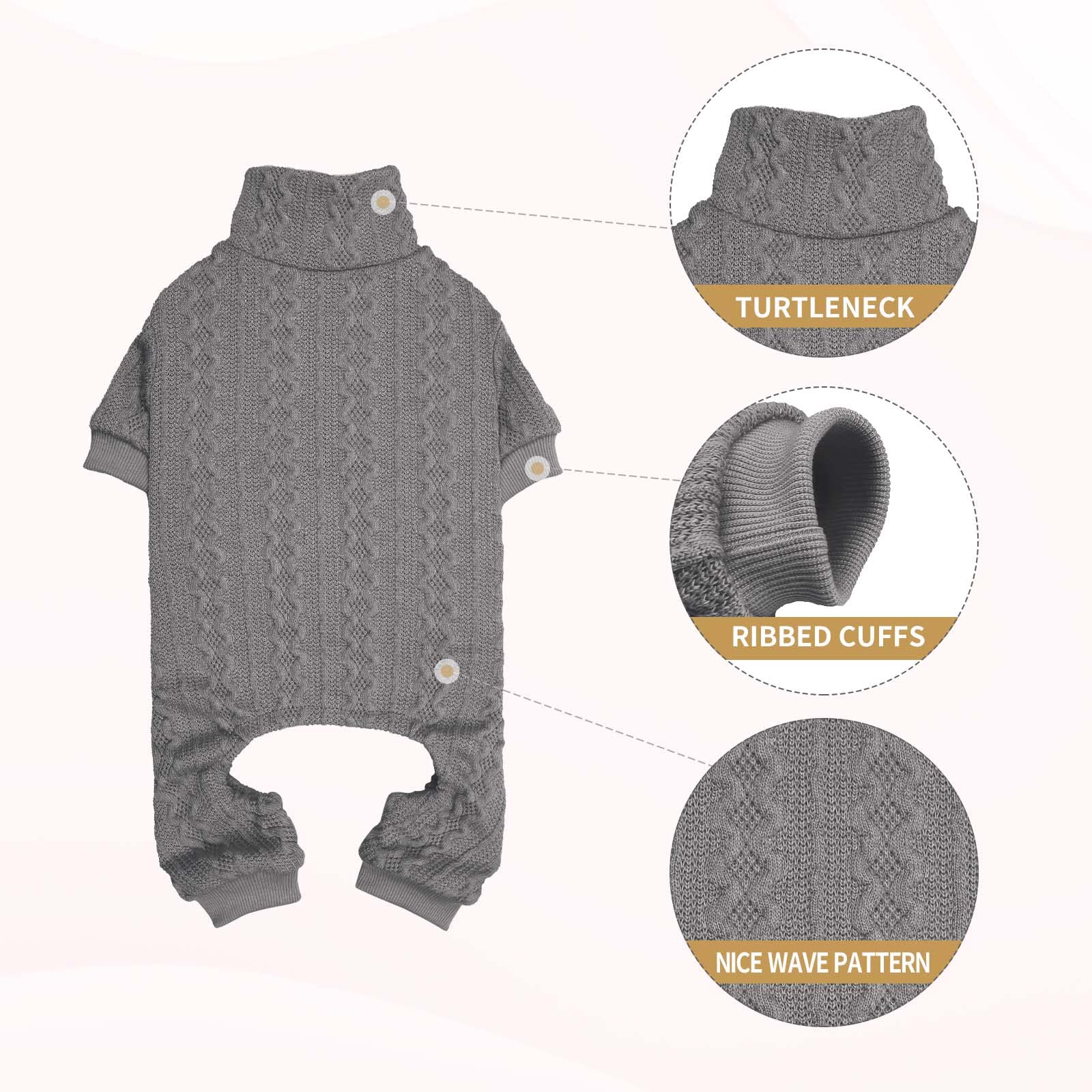 Dog Sweaters For Large Dogs Turtleneck Knitted Pet Clothes Solid Color Puppy Sweater Warm Dog Sweater(Grey&L)