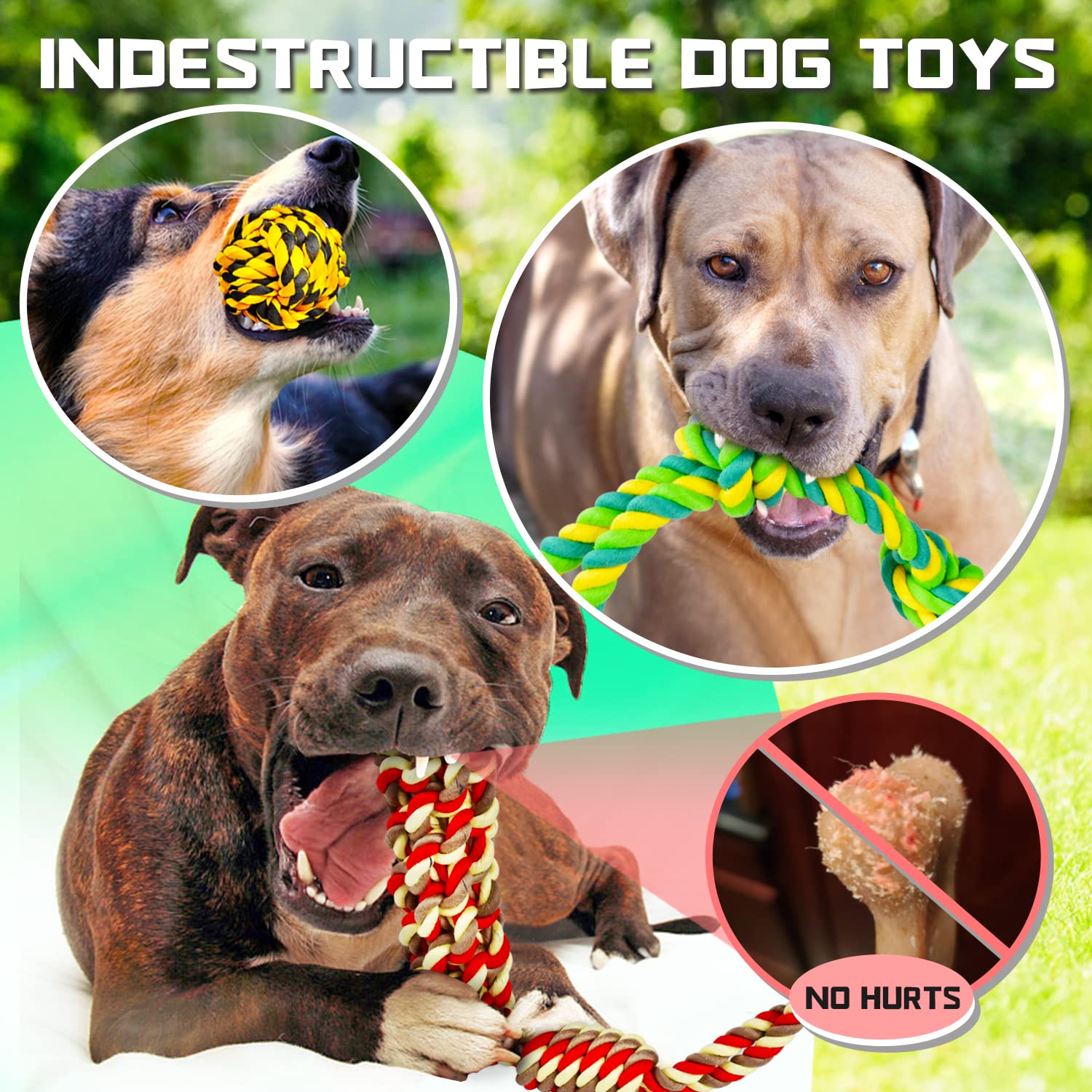 Xl Dog Chew Toys For Aggressive Chewers Large Breed, 14 Pack Tough Indestructible Dog Toys For Aggressive Chewers, Durable Puppy Chew Toys For Teething, Heavy Duty Cotton Dog Rope Toys For Large Dogs