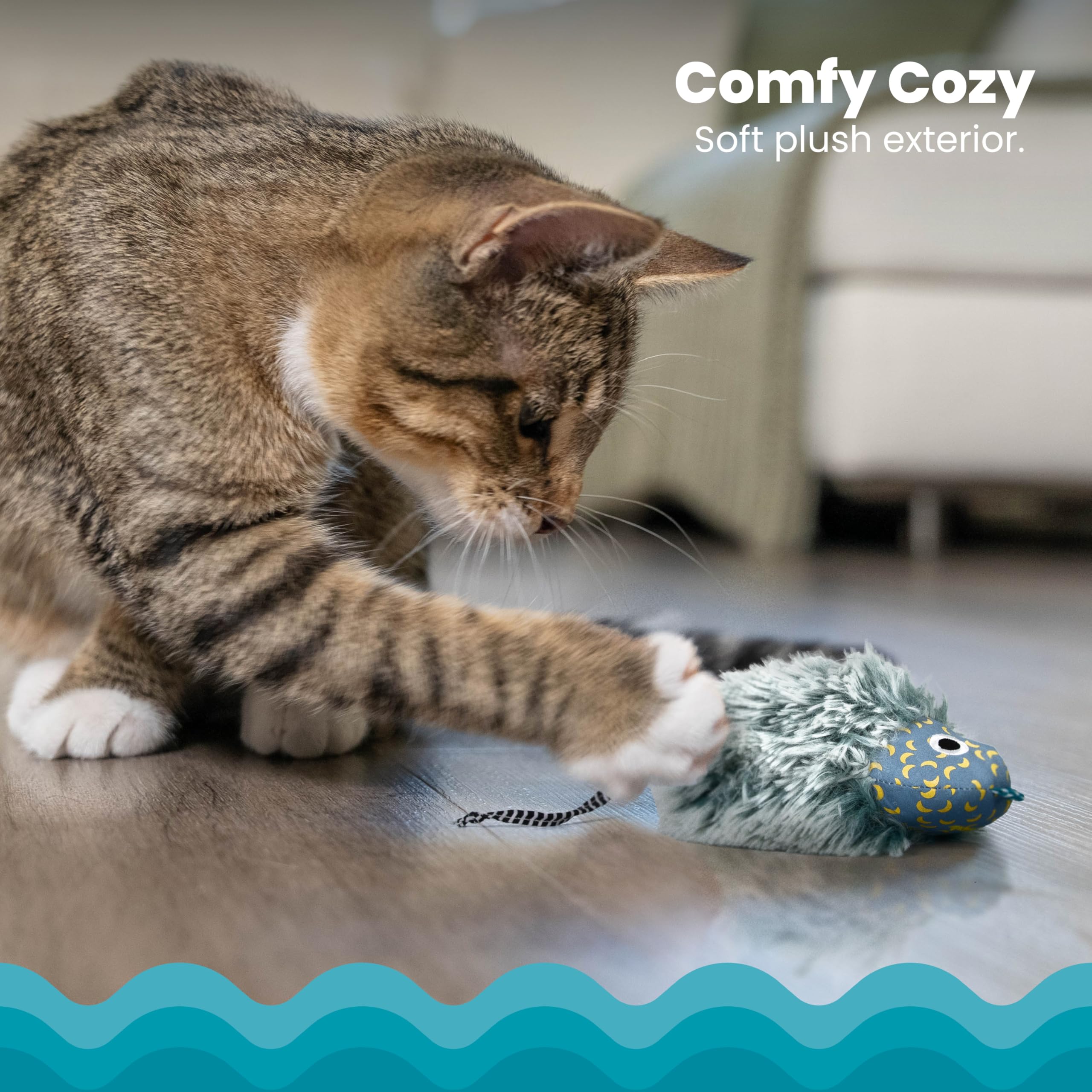 Catstages Nighttime Cuddle Plush Mouse Cat Toy With Catnip, Blue