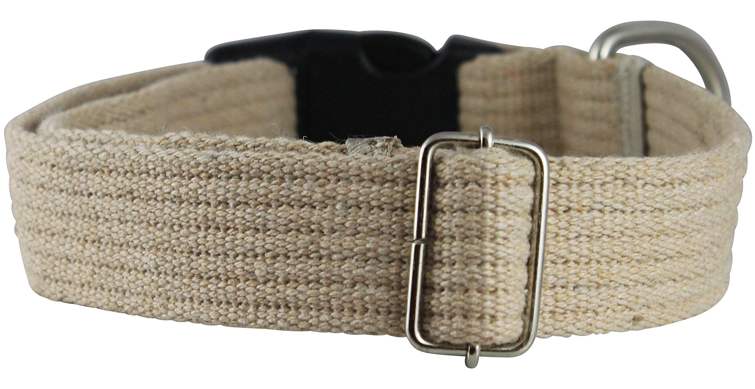 Cotton Web Adjustable Dog Collar With Locking Device 4 Sizes Beige (Large: Neck 16'-23'; Width 1')
