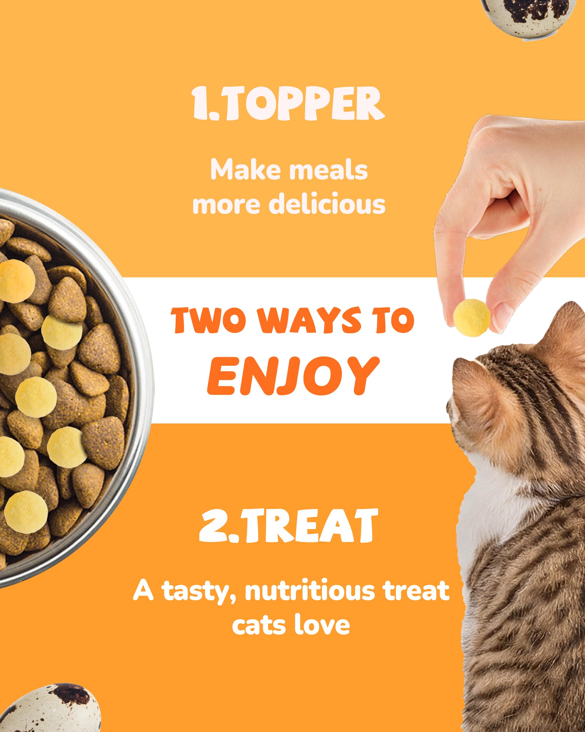 PAWUP Freeze Dried Cat & Dog Treats, Natural Quail Egg Yolk, Single Ingredient, High-Protein Pet Snacks for Skin & Coat Health,