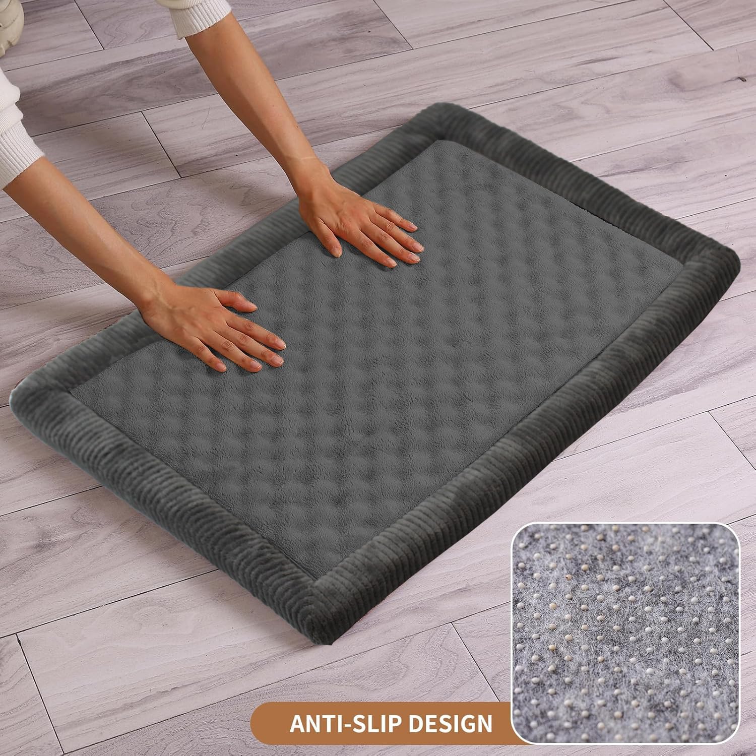 Minidear Dog Crate Pad, 36'X23'X1.1' Crate Bed Rectangle Shape Non-Skid Kennel Pad, Rubber Backing Memory Foam For Dog Bed Ma