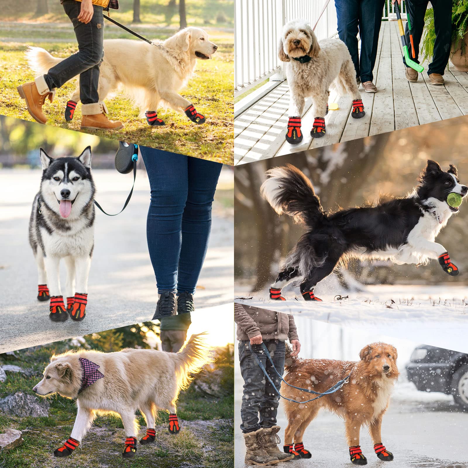 Dcoagt Dog Shoes For Large Dogs, 4Pcs Anti-Slip Dog Boots & Paw Protectors For Hot Pavement Winter Snow Hiking Walking, Waterpro