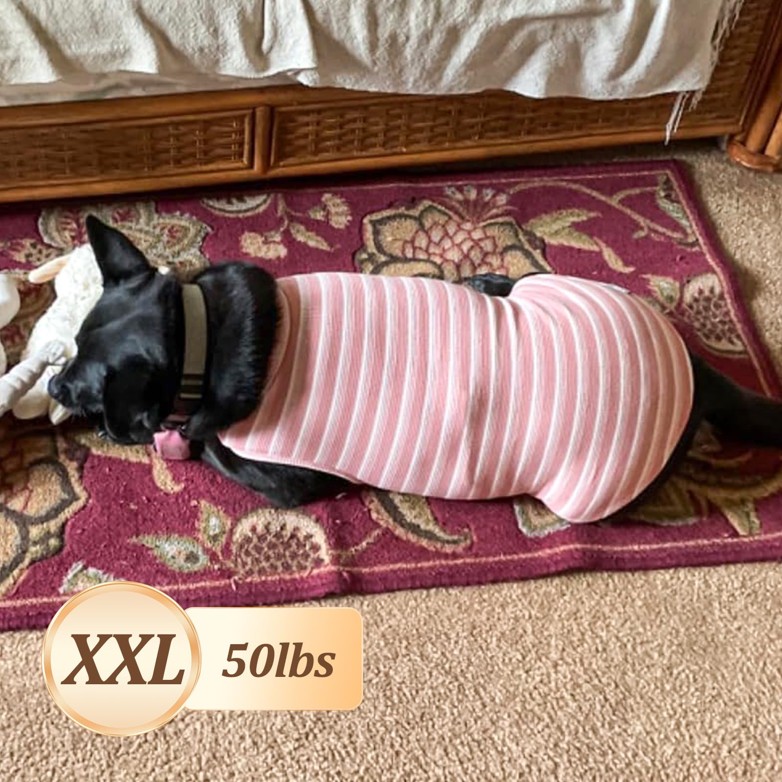 Kyeese 2Pack Waffle Dog Shirts Stretchy T-Shirts Lightweight Tank Top Sleeveless Striped Vest Breathable Pet Tee, Xx-Large, Pink