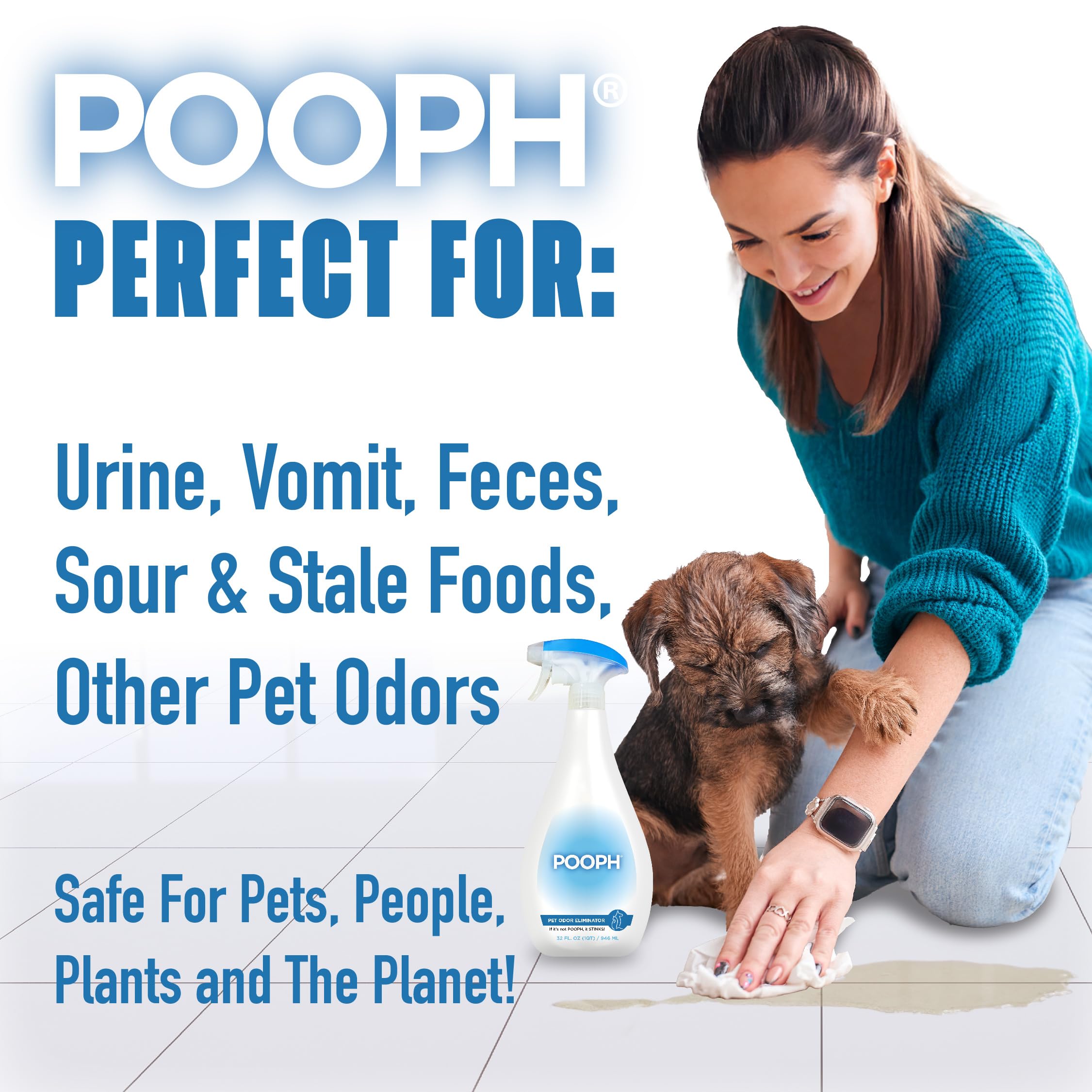Pooph Pet Odor Eliminator, 32Oz Spray, 3-Pack - Dismantles Odors On A Molecular Basis, Dogs, Cats, Freshener, Eliminator, Urine, Poop, Pee, Deodorizer, Natures, Puppy, Fresh, Clean, Furniture, Potty