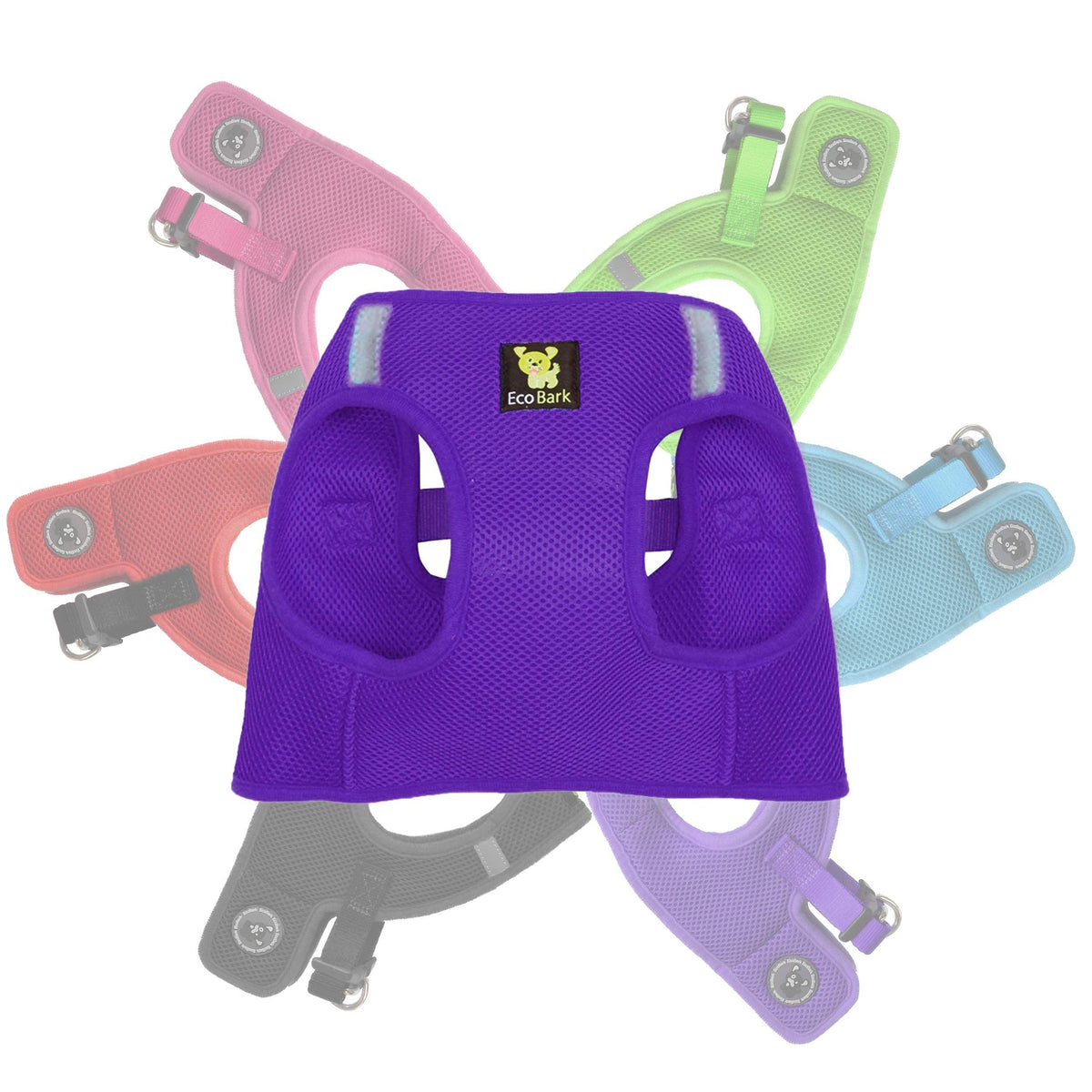 Ecobark Rapid Fastener Super Comfort Fully Adjustable Double Padded Step In Dog Harness (Large, Purple)