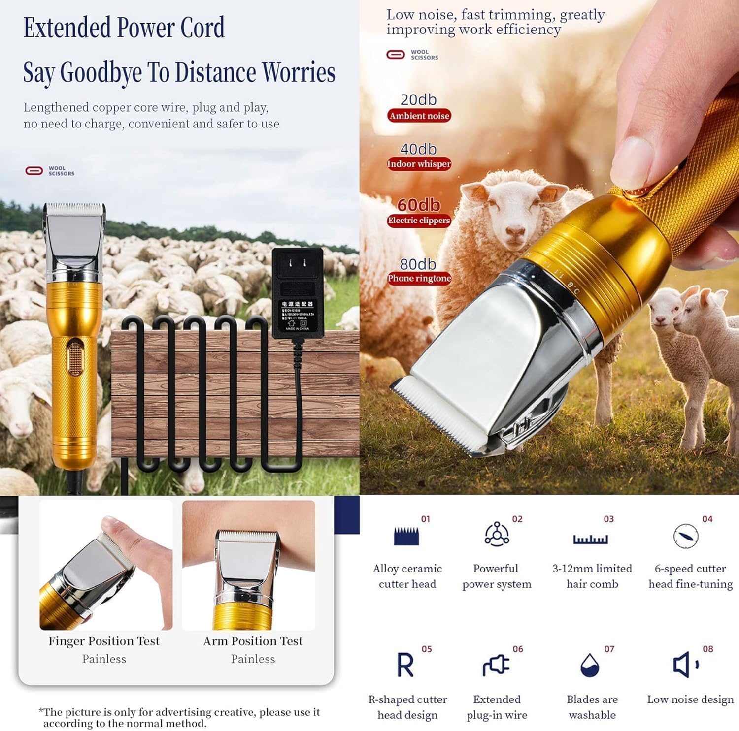 Electric Professional Dog Grooming Clippers, 350W Sheep Shears Pet Grooming Clippers For Heavy Duty Hair,Horses Cat Farm Livesto